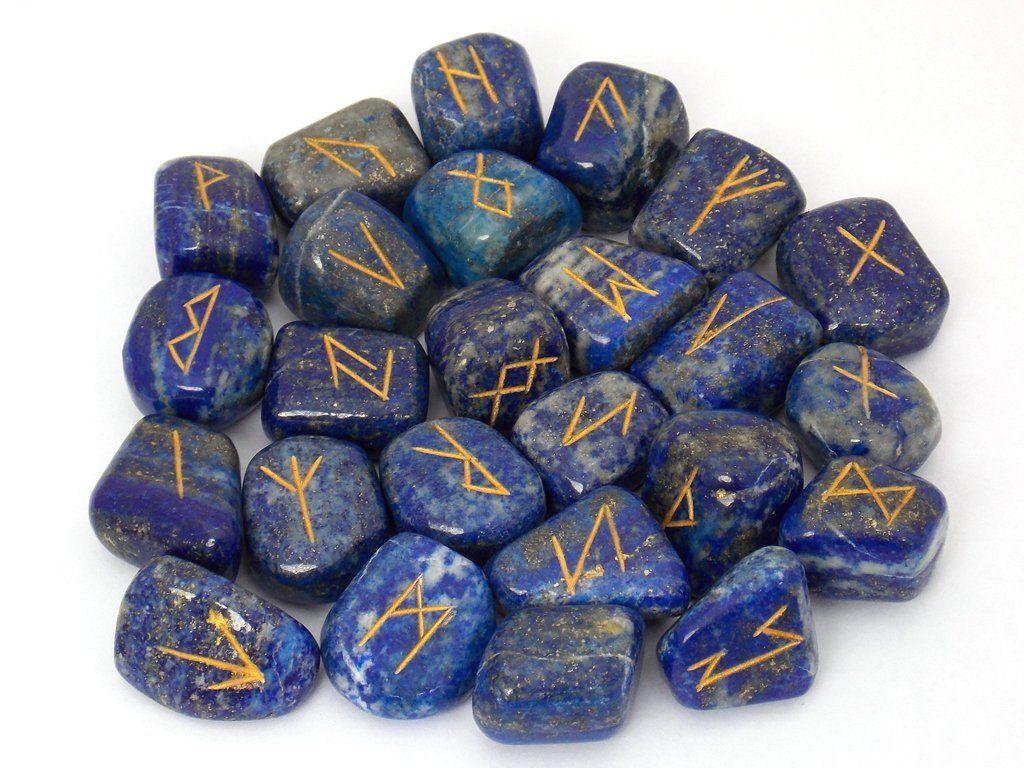 Lapis Lazuli runes crystal runes stones set viking elder