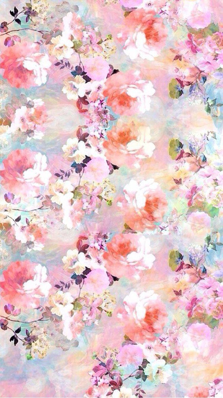 Watercolor Flowers Painting iPhone 6 Wallpaper. Colorful Patterns
