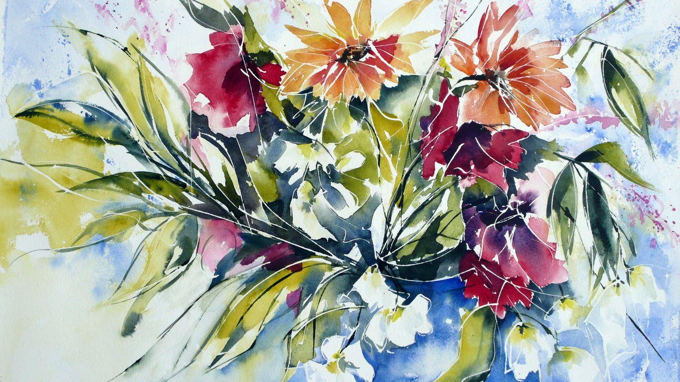 watercolor, flowers, painting desktop wallpaper 3675