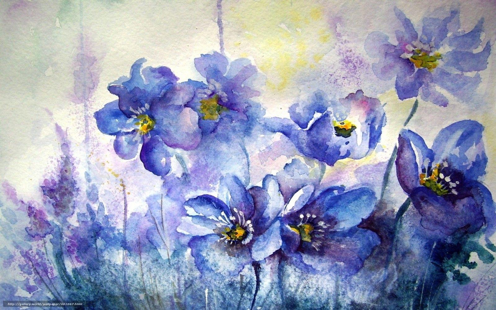 Download wallpaper Flowers, picture, watercolor free desktop