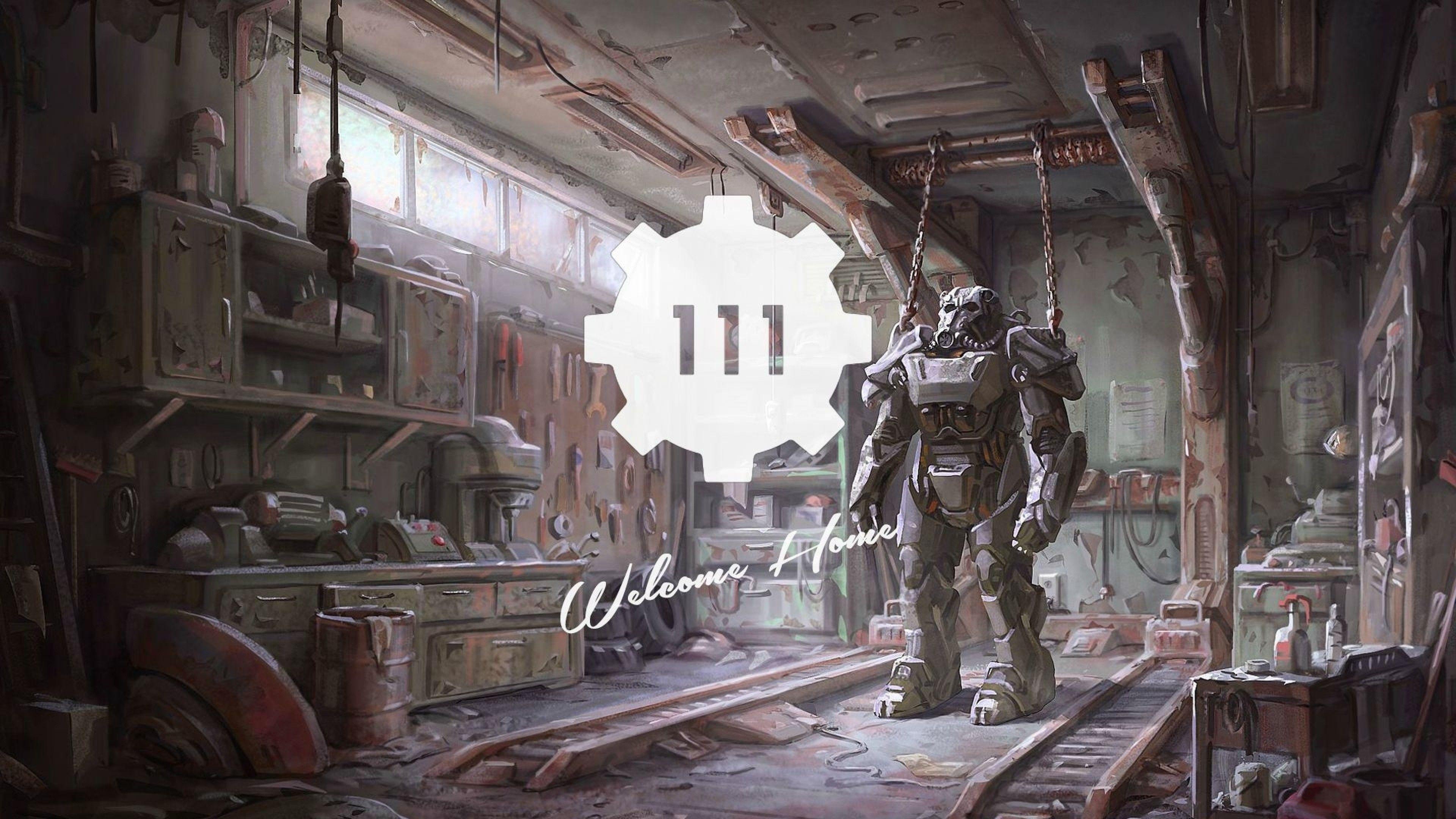 Download 3840x2160 Fallout Power Armor, Vault 111 Wallpaper