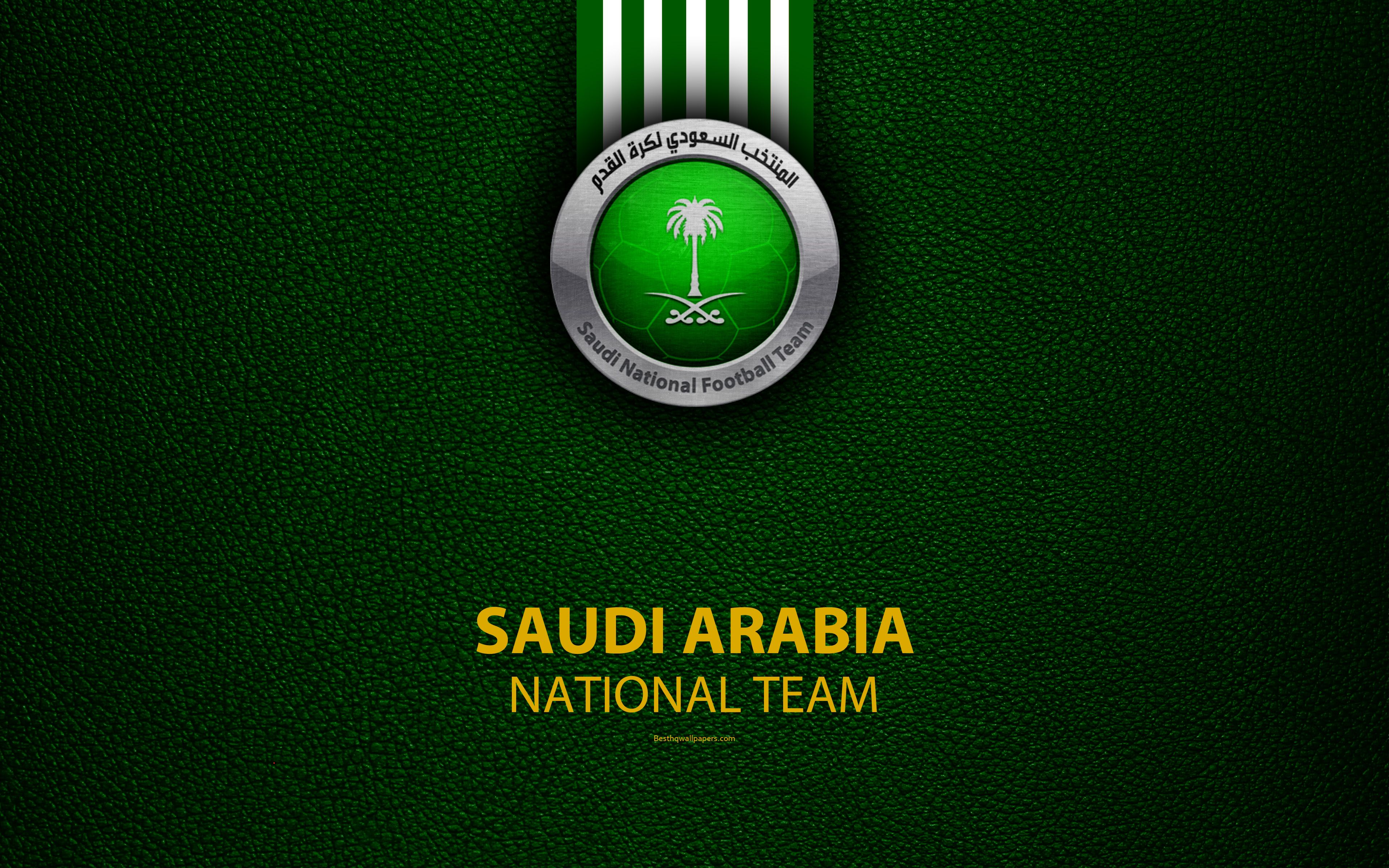Download wallpaper Saudi Arabia football national team, 4K, leather