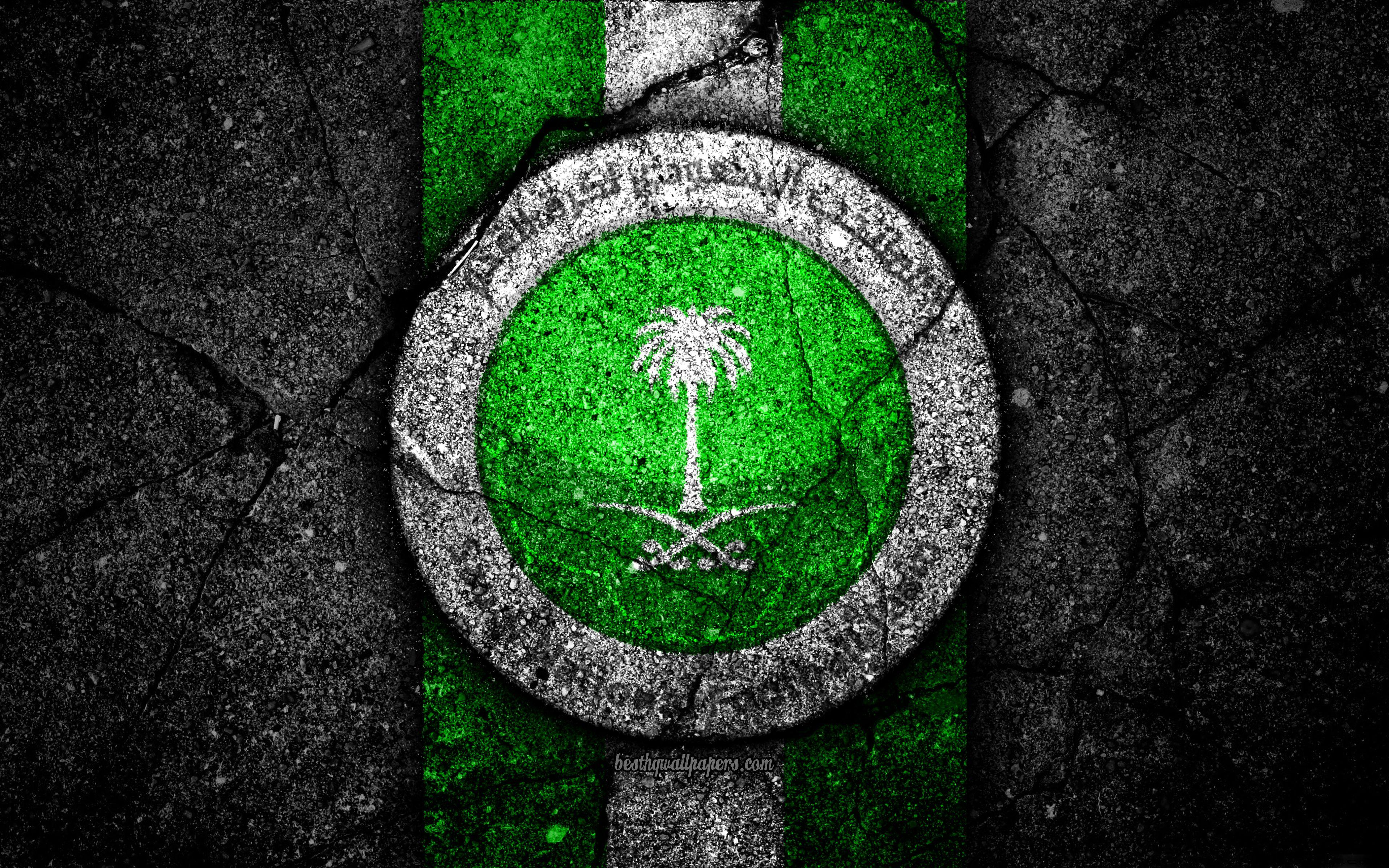 Download wallpaper 4k, Saudi Arabia football team, logo, AFC