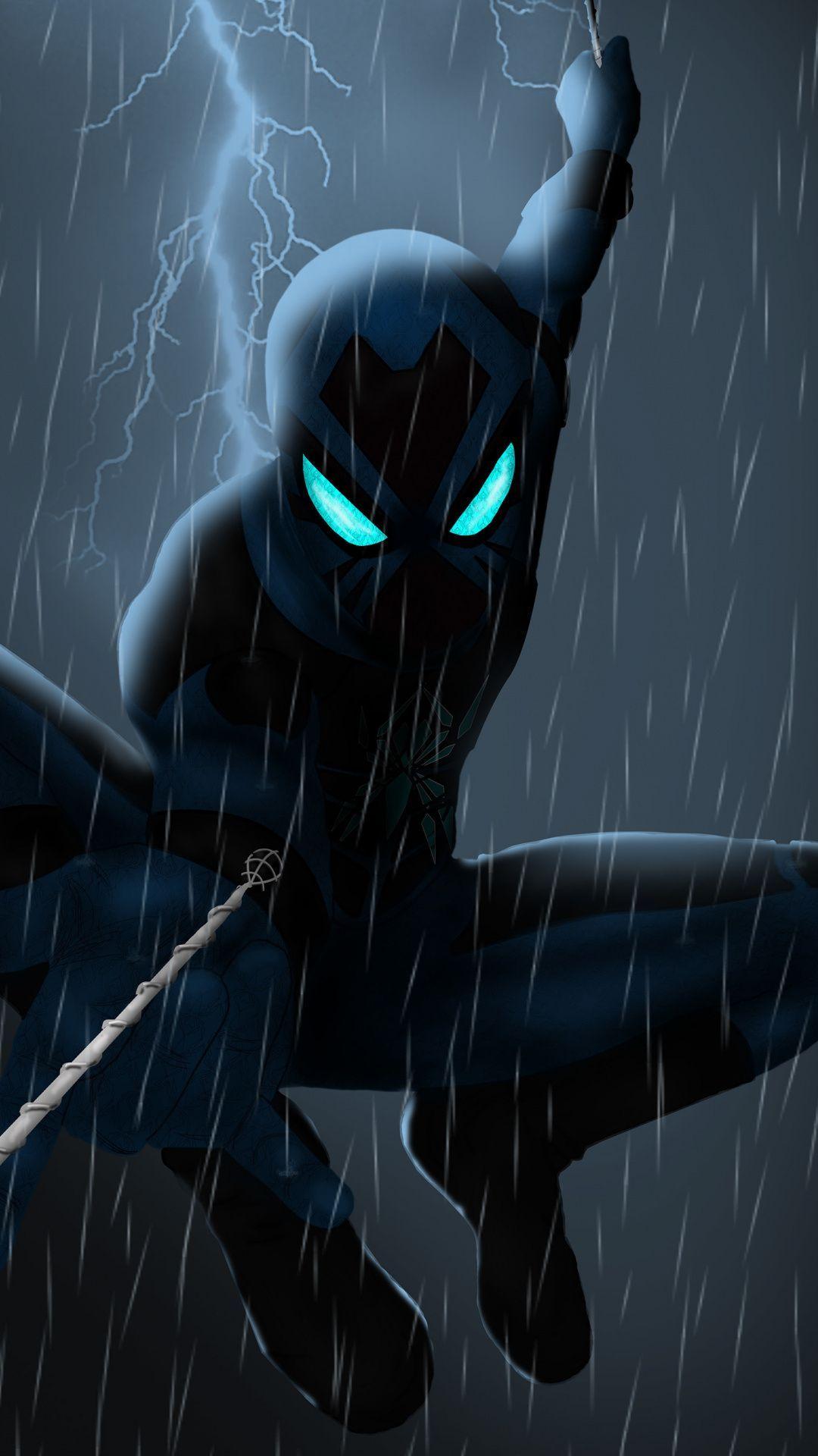 Spider Man Rain, Artwork, Dark, 1080x1920 Wallpaper