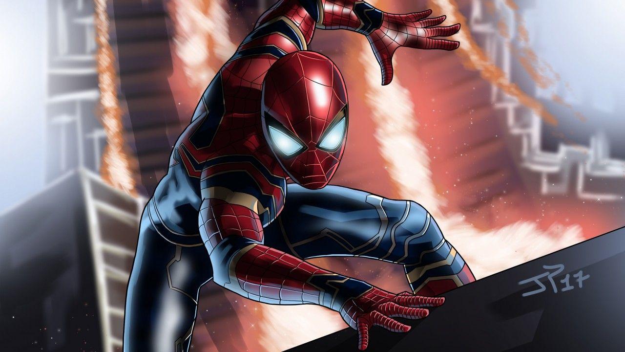 Download 1280x720 Infinity War, Spider Man, Artwork Wallpaper