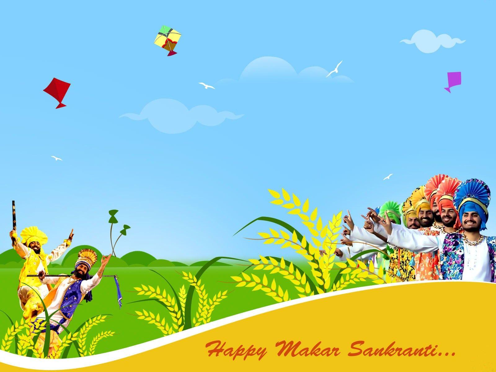 Happy Makar Sankranti Greetings Indian Festival HD Image. HD