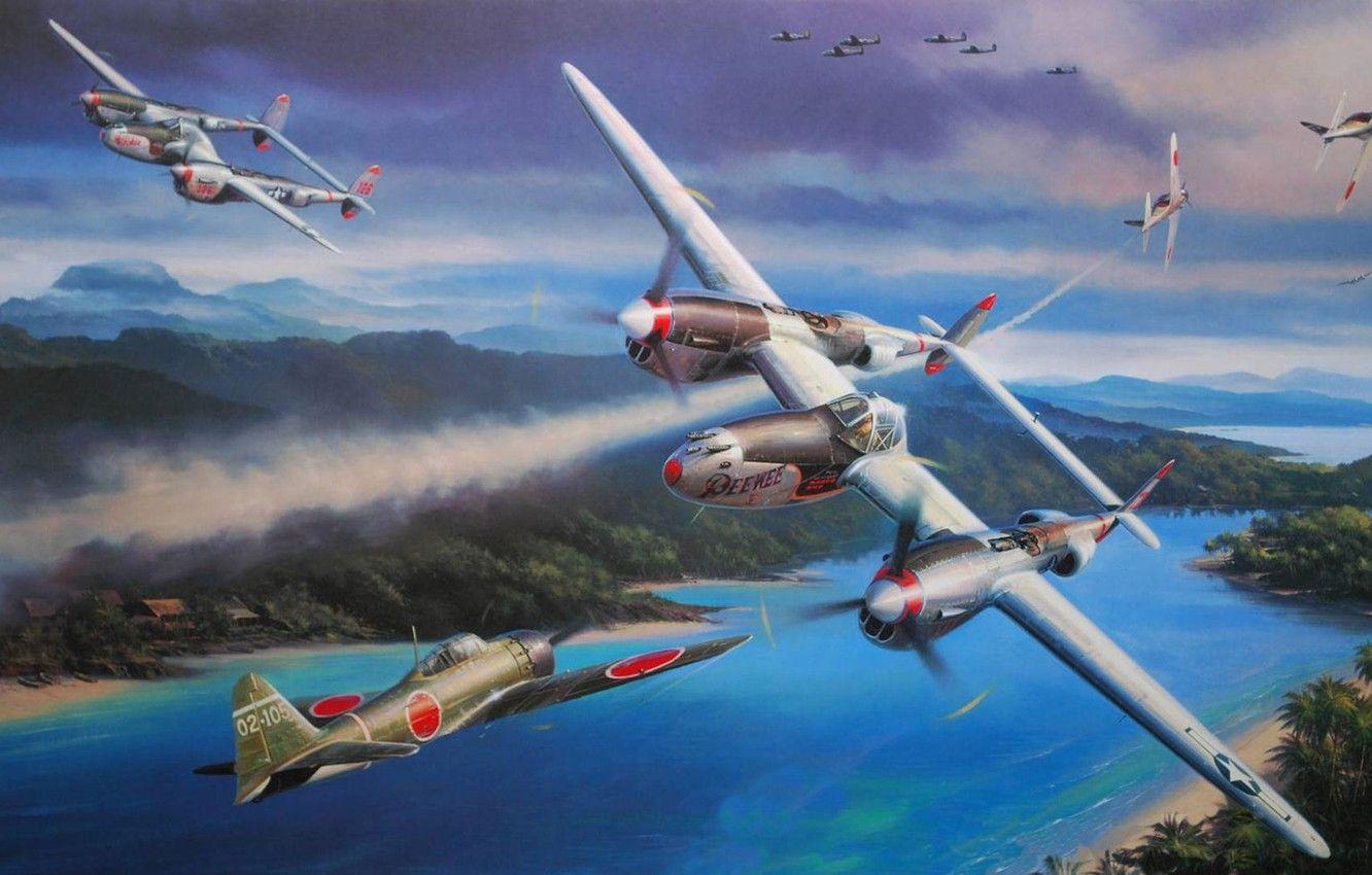 Wallpaper War, Figure, Lockheed P 38 Lightning, Oceania, Nicolas
