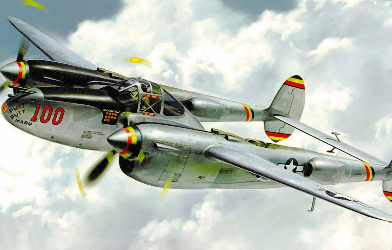 Wallpaper War, Art, Painting, Aviation, Lockheed P 38 Lightning, Ww2