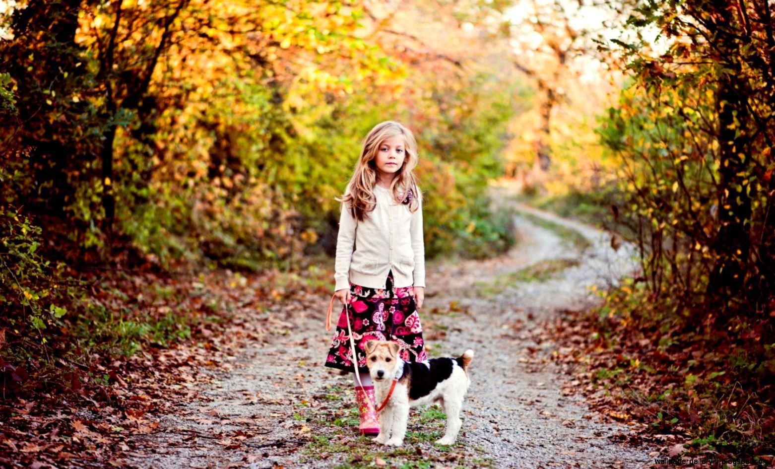 Girl In Autumn Wallpaper Kids. Dogs and kids, Autumn photography, Photography wallpaper