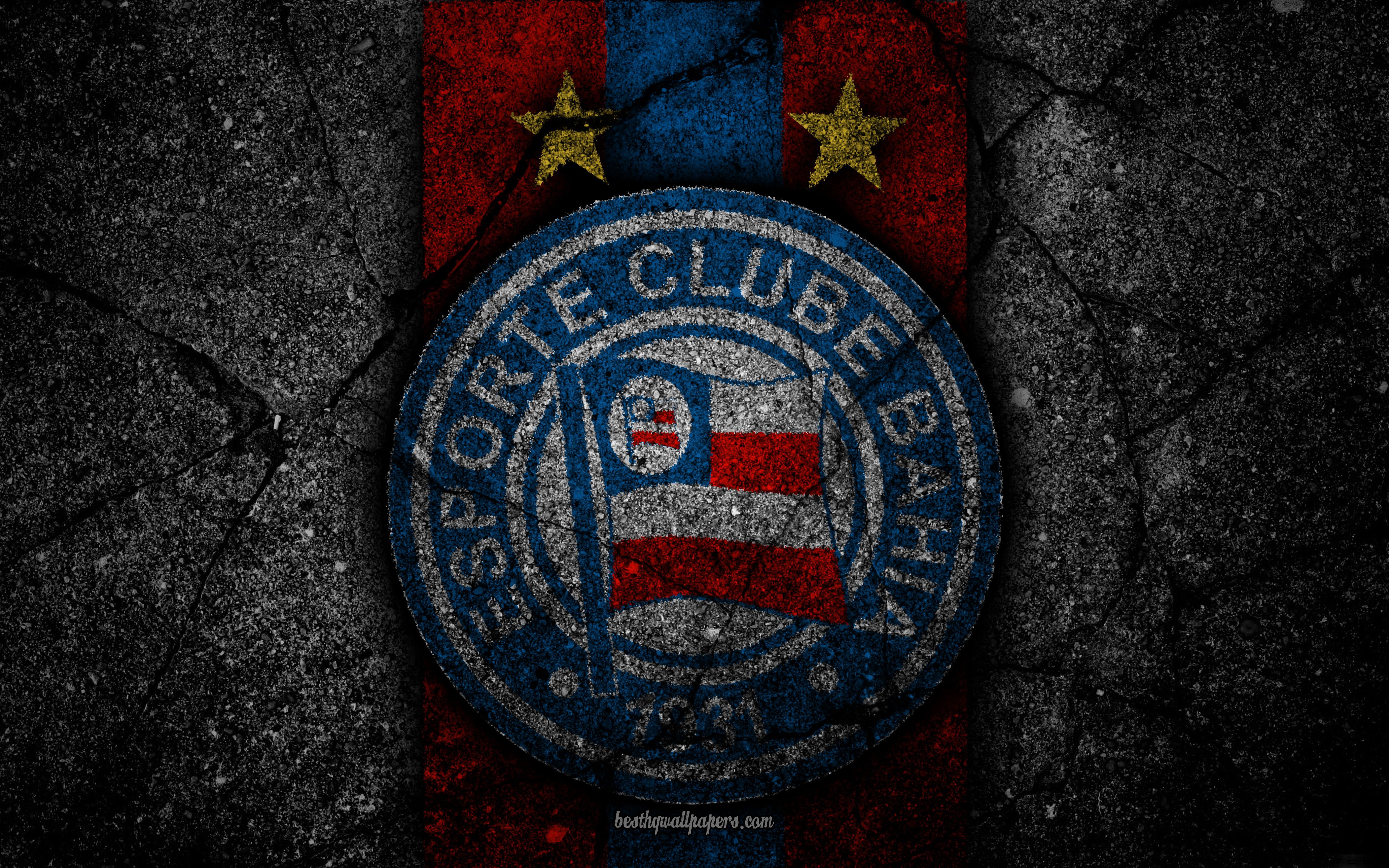 Download wallpaper 4k, Bahia FC, logo, Brazilian Seria A, soocer