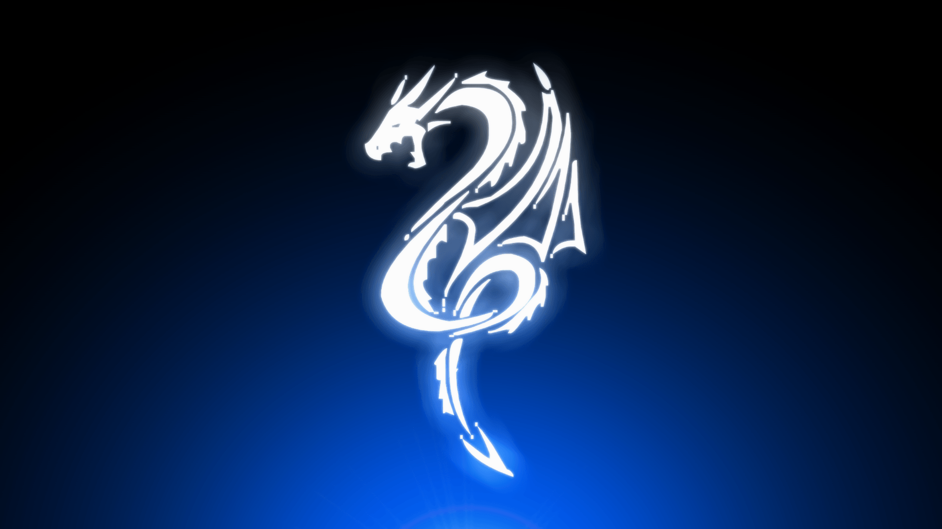 Синий дракон на черном фоне