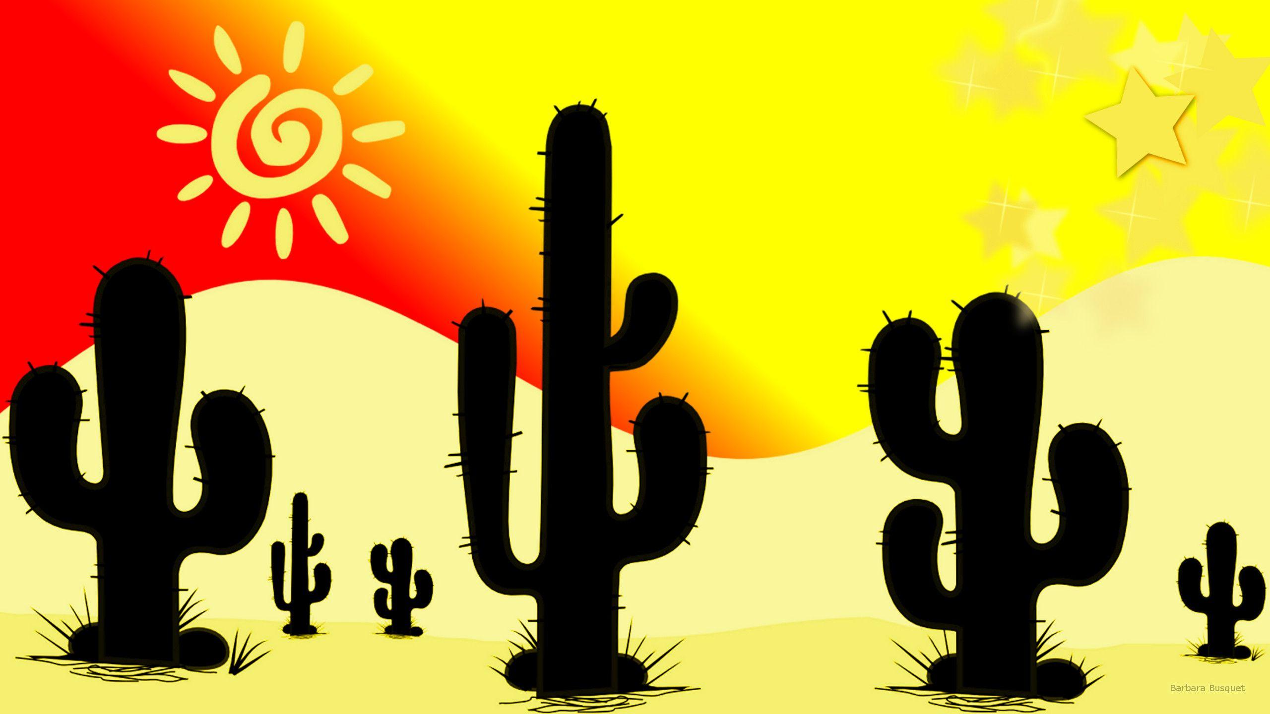 Cacti in the desert HD Wallpaper