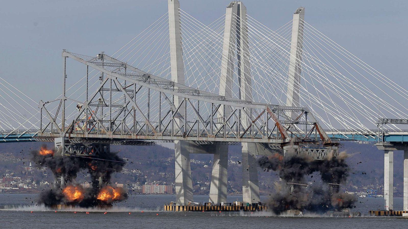 Old Tappan Zee Bridge plunges into the Hudson River in spectacular