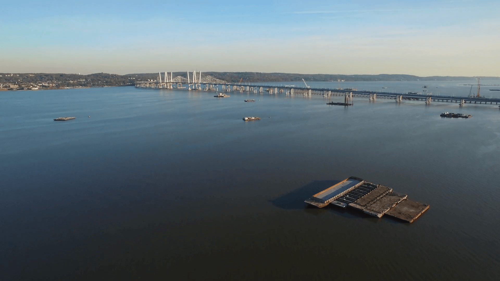 Tappan Zee Bridge Gov. Mario M. Cuomo Bridge Hudson River Aerial New