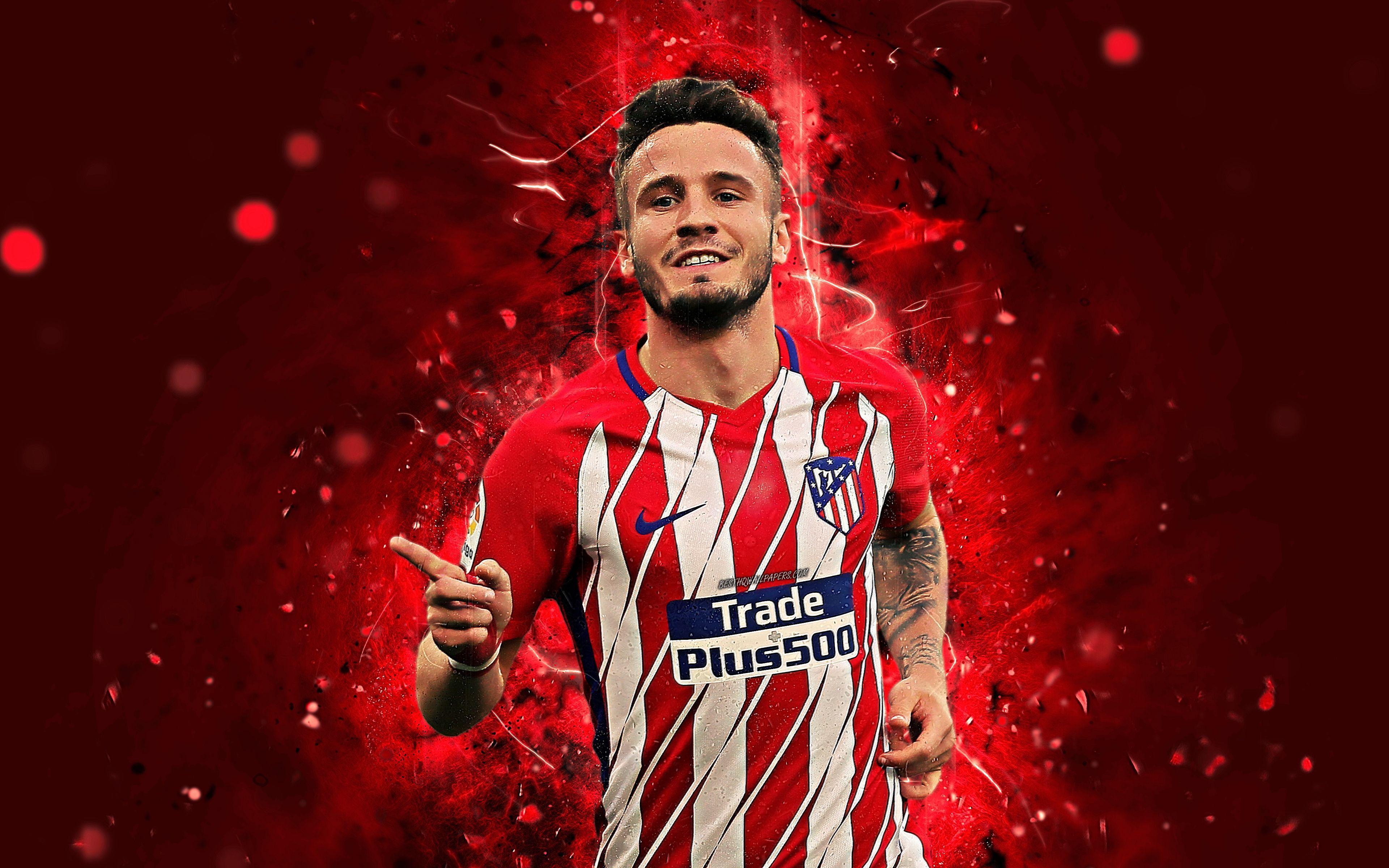 Download wallpapers Saul Niguez, 4k, abstract art, football