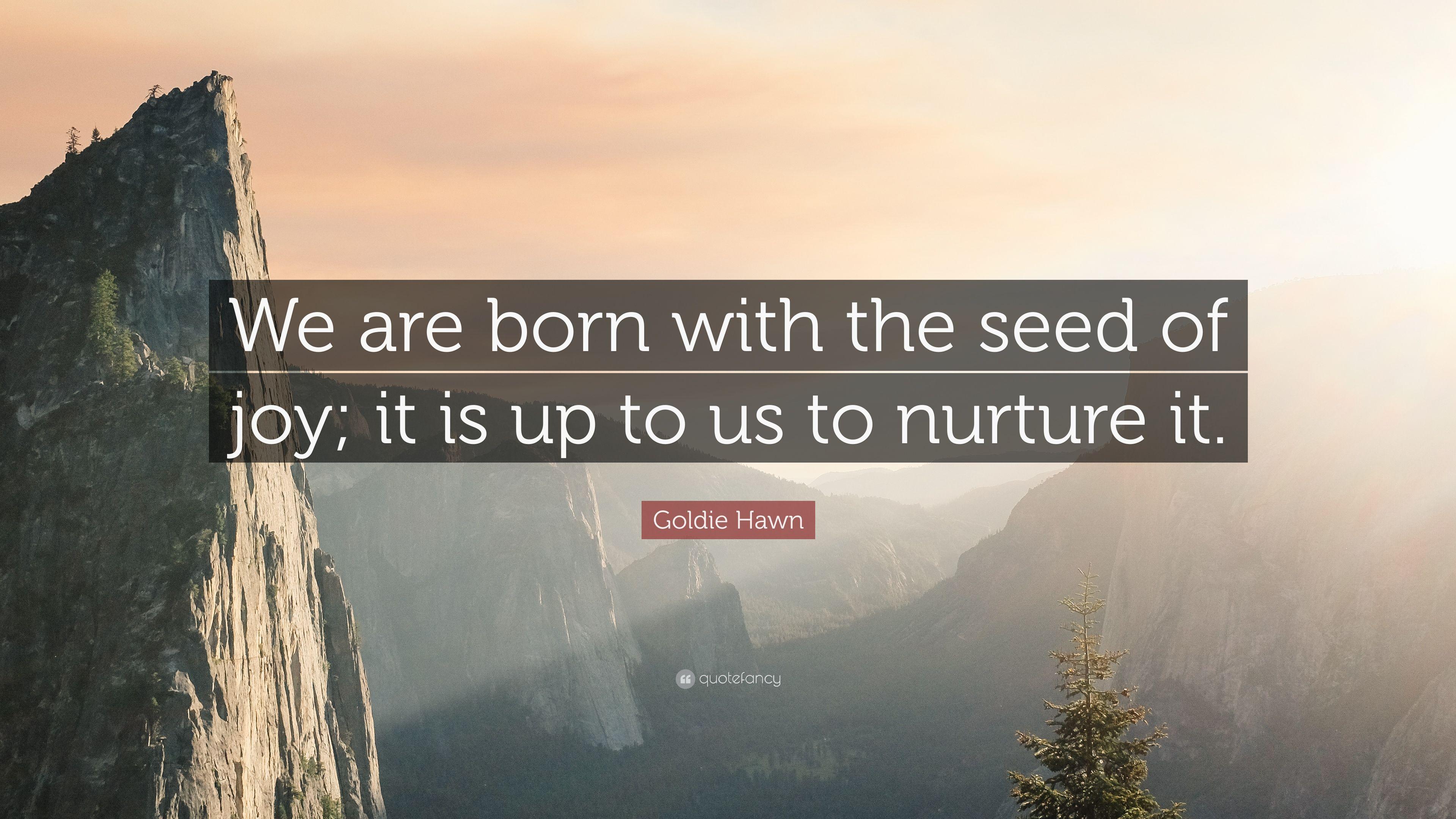 Goldie Hawn Quote: “We are born with the seed of joy; it is up to us