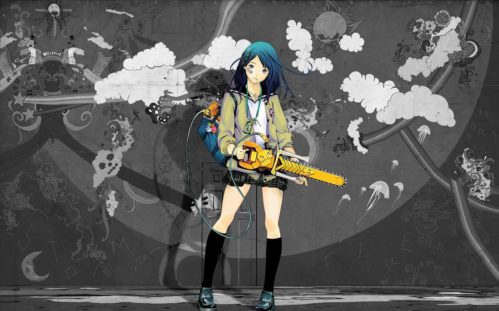 Girl With Chainsaw Wallpaperx1000