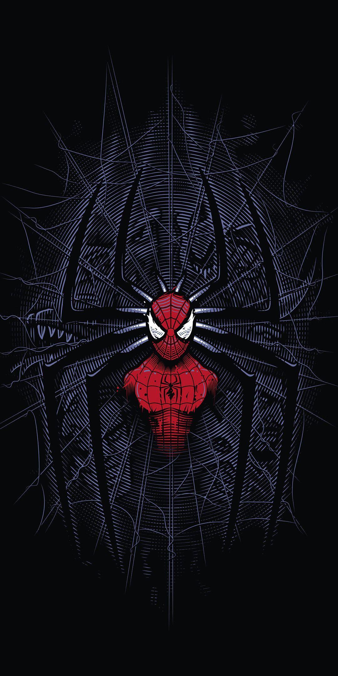 Spider Man, Dark, Minimalist, Digital Art, 1080x2160