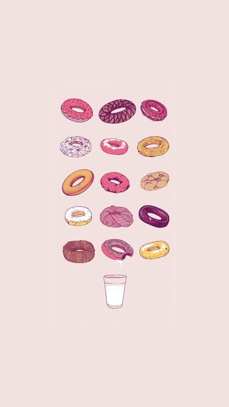 Delicious Donuts Milk Glass Illustration iPhone 6 Wallpaper HD