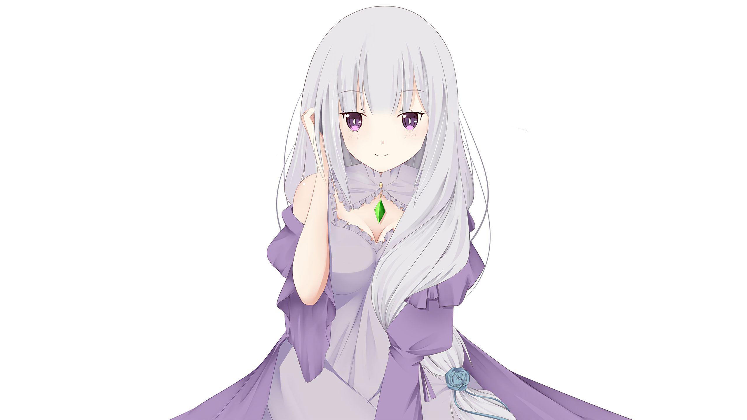 Wallpaper Emilia, ReZERO, Female protagonist, Half Elf, HD, Anime