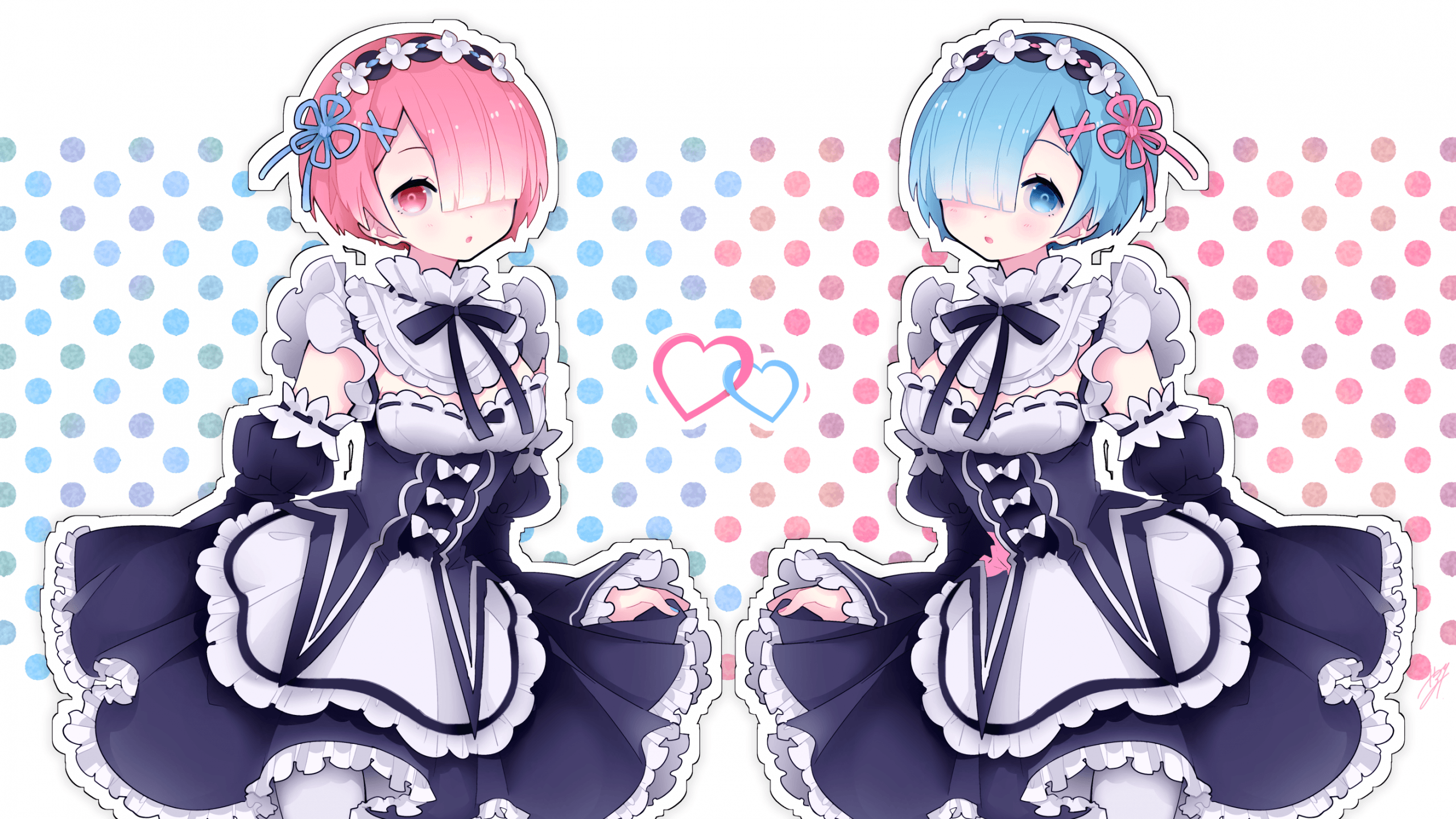 Download wallpaper 950x1534 rem and ram, anime girls, minimal, iphone,  950x1534 hd background, 5743