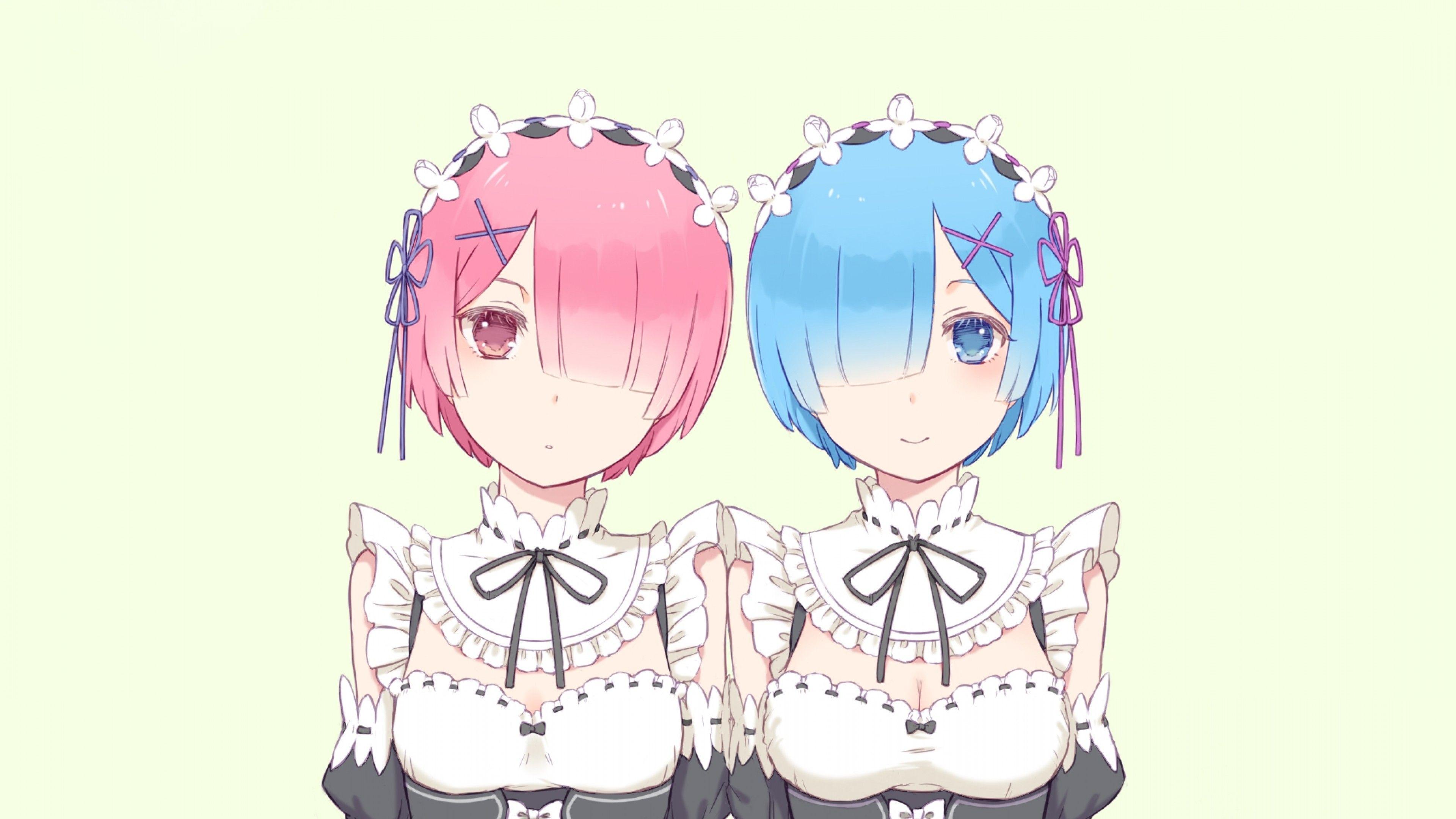 Download 3840x2160 Ram, Rem, Re: Zero, Short Hair, Maids Wallpaper