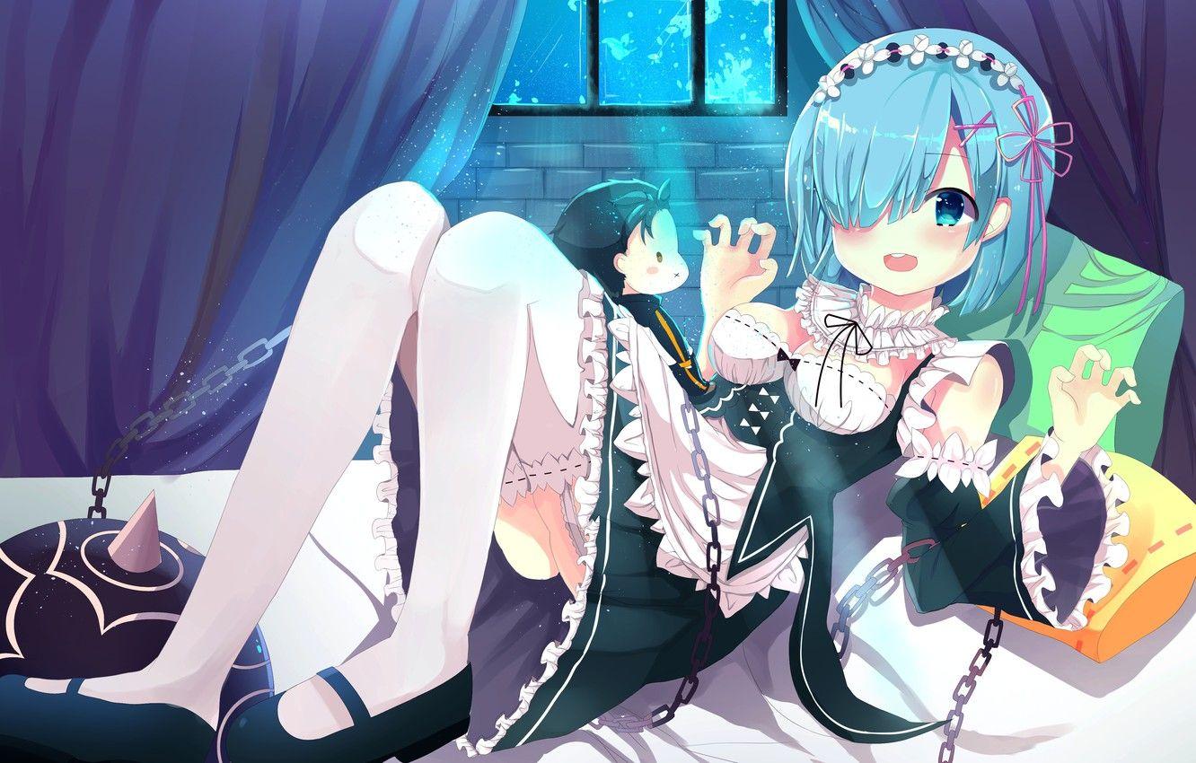 Wallpaper art, Subaru, REM, from scratch, re:zero kara hajime chip