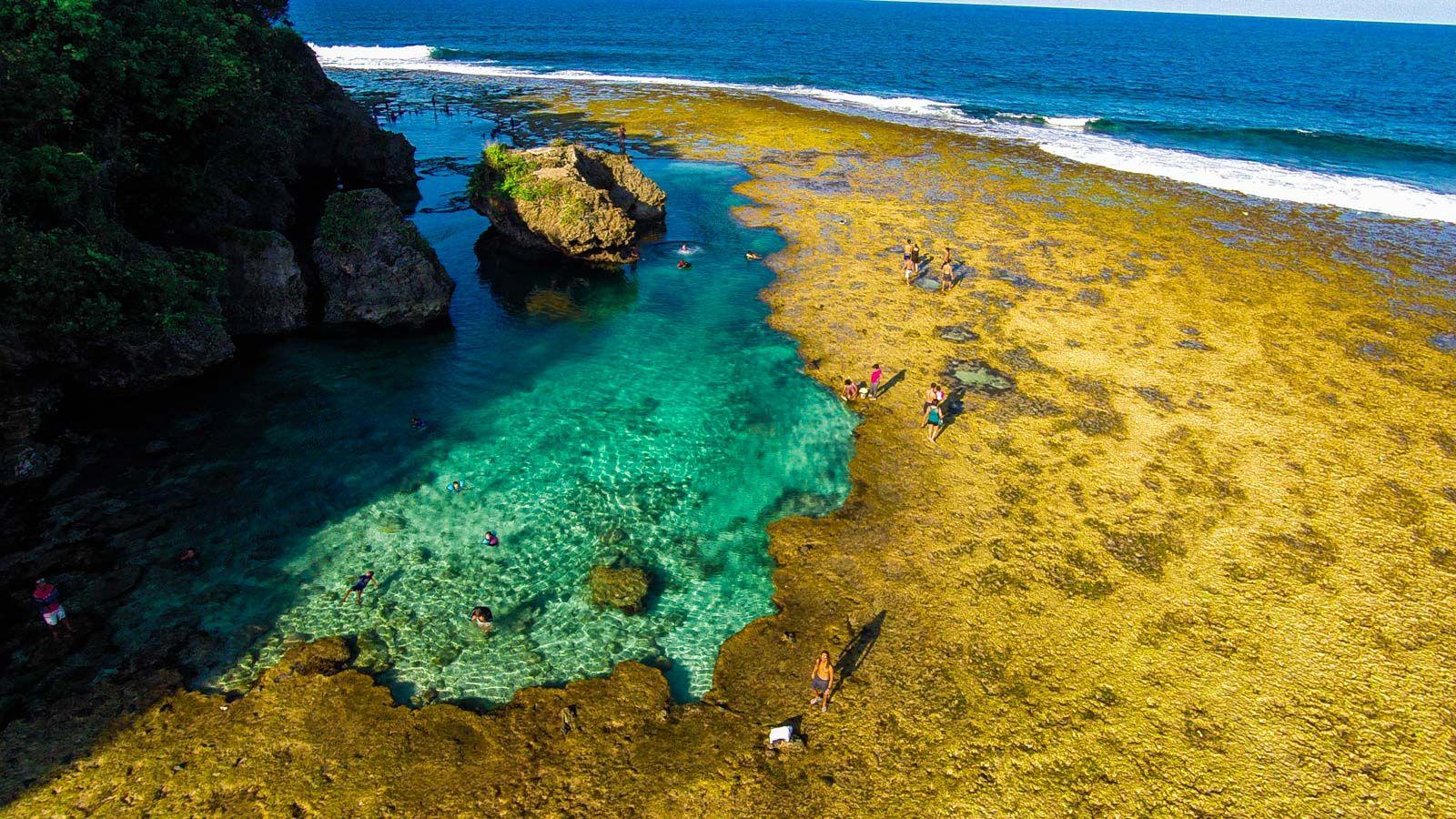 Magpupungko Rock Pools Aerial Shot Siargao Island Philippines