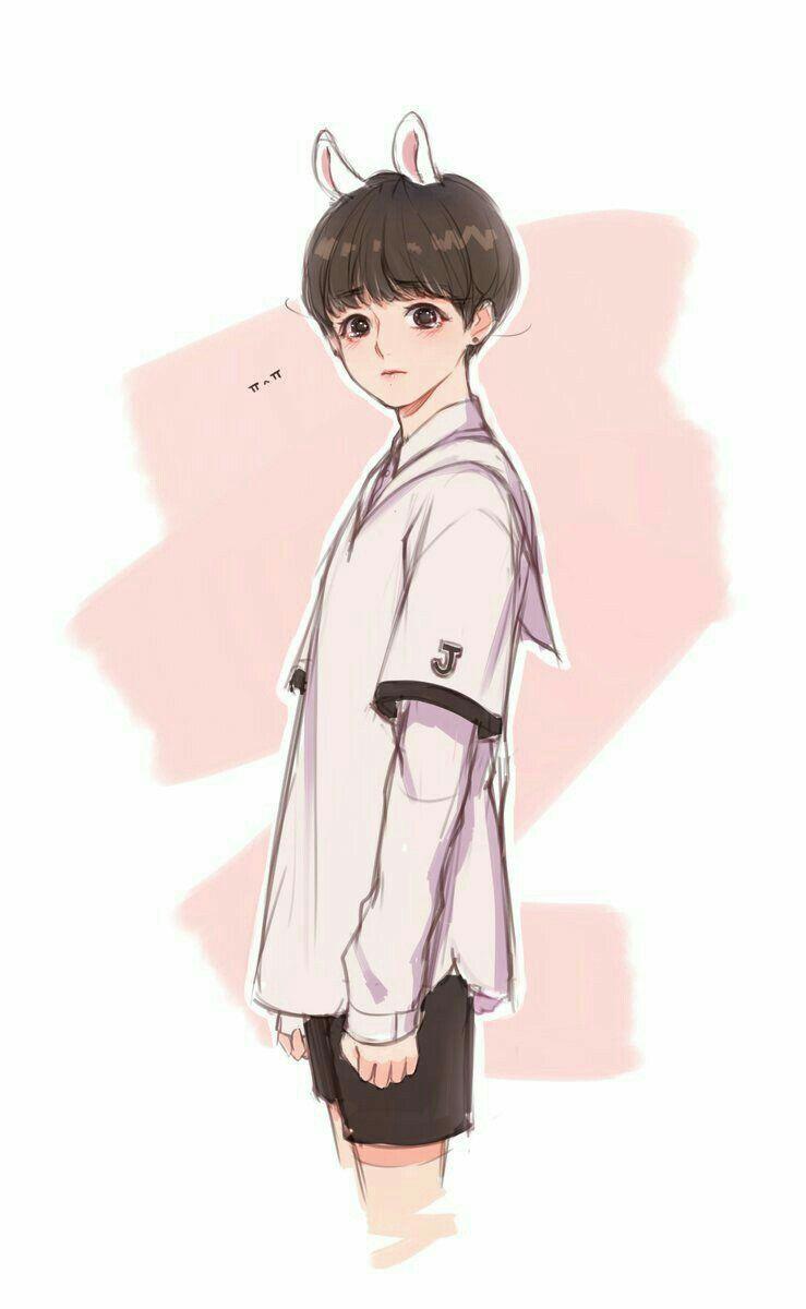 Fan Art Drawing Bts Anime - Jungkook Bunny Hybrid - (446x600) Png Clipart  Download