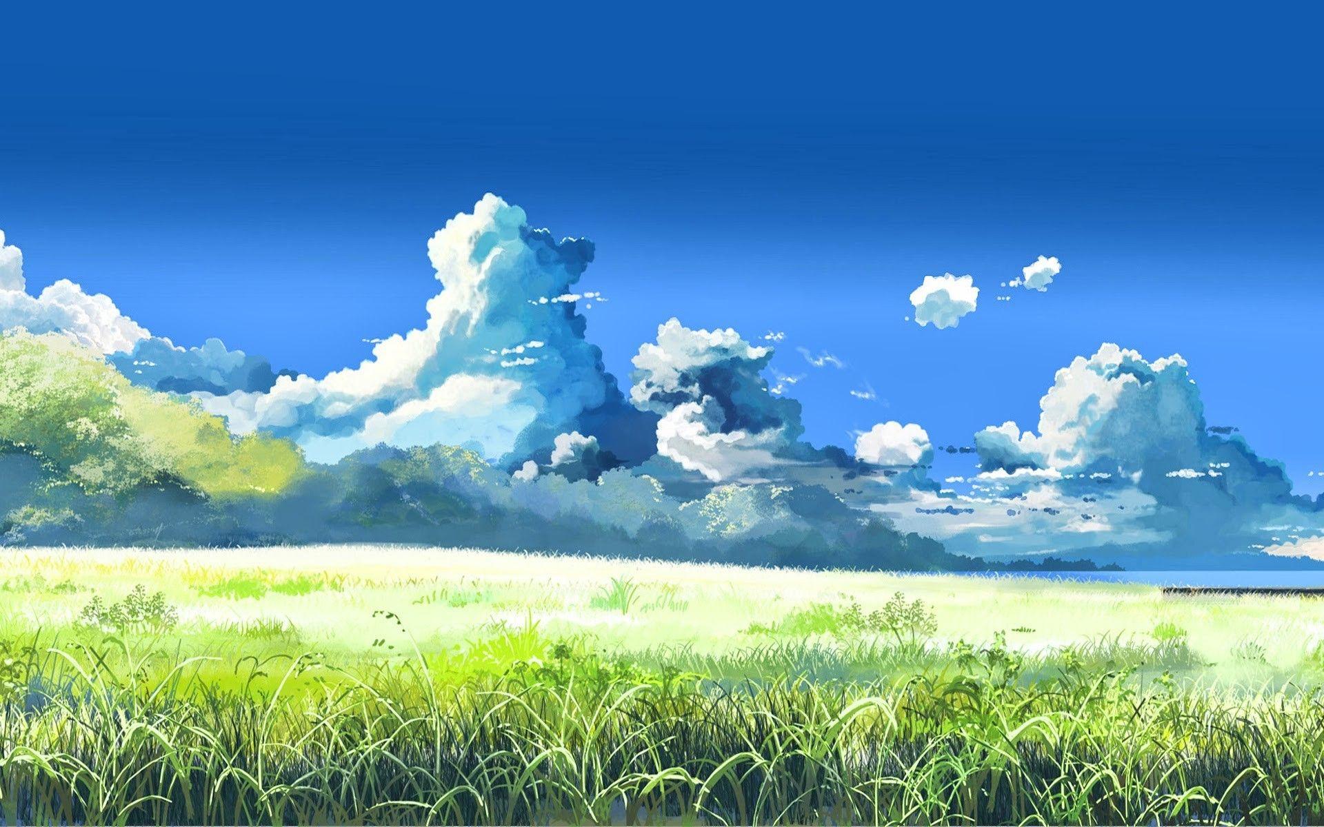 makoto shinkai sky clouds blue landscape 5 centimeters per second