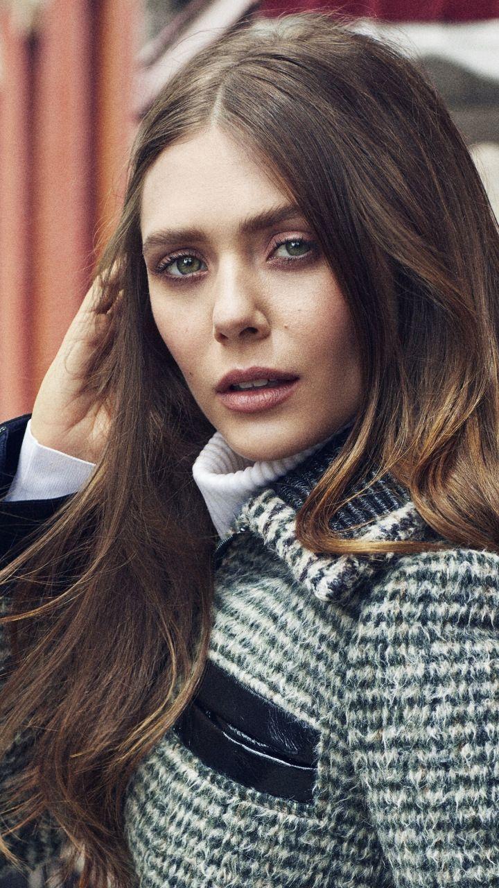 Brunette, beautiful eyes, Elizabeth Olsen, 720x1280