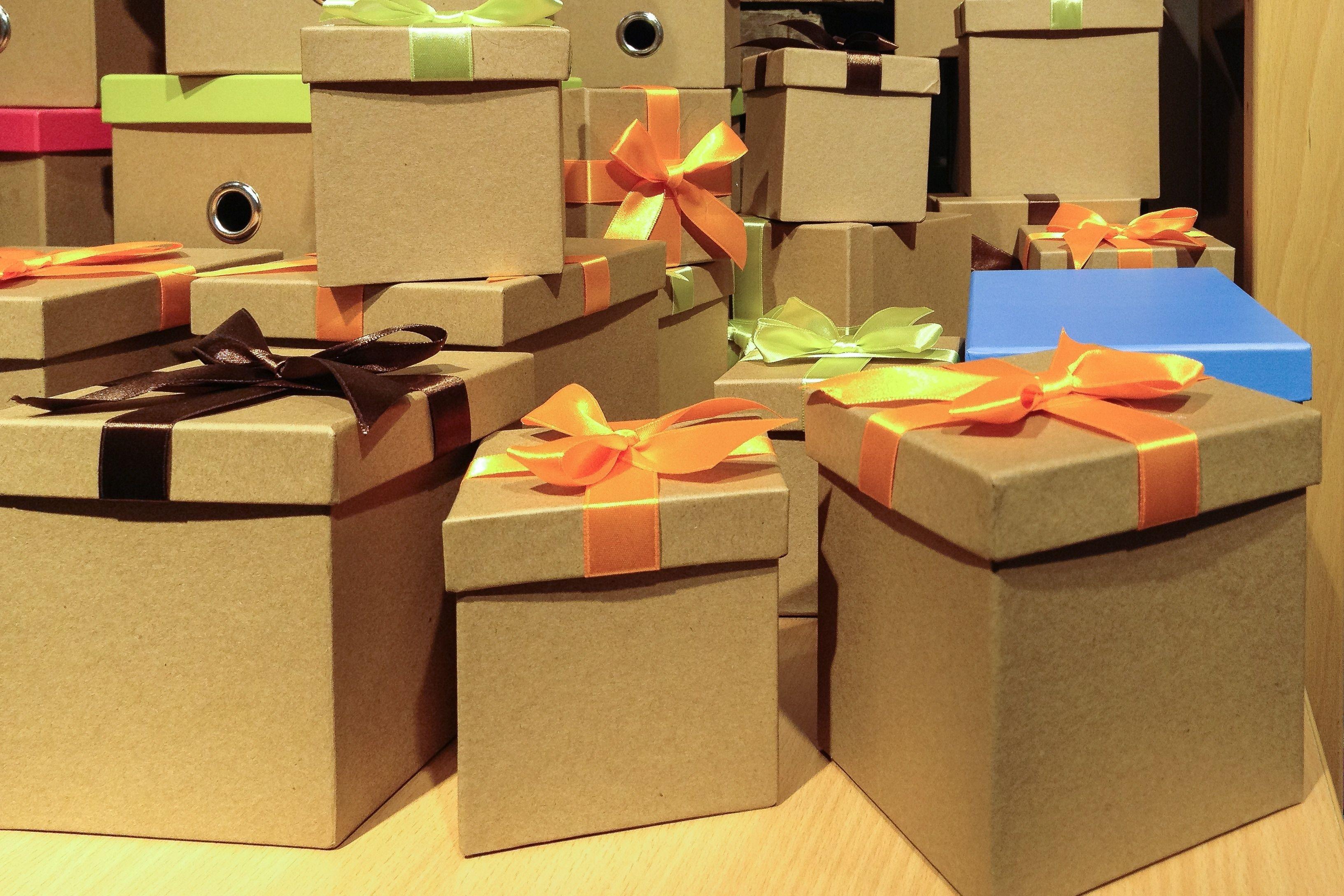 brown cardboard gift box lot free image