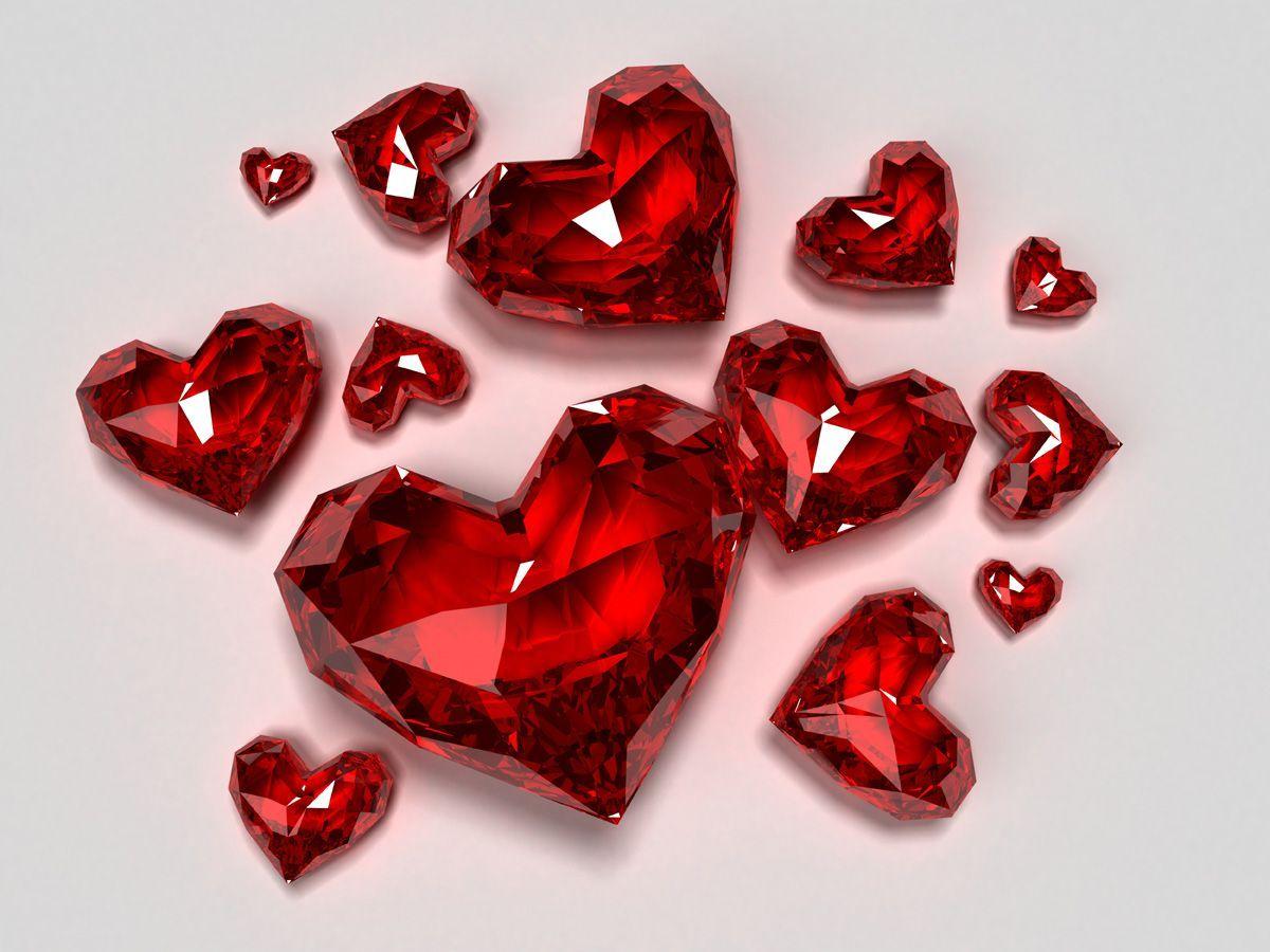 Bright Red Heart Shaped Diamond 17840. Hearts 1