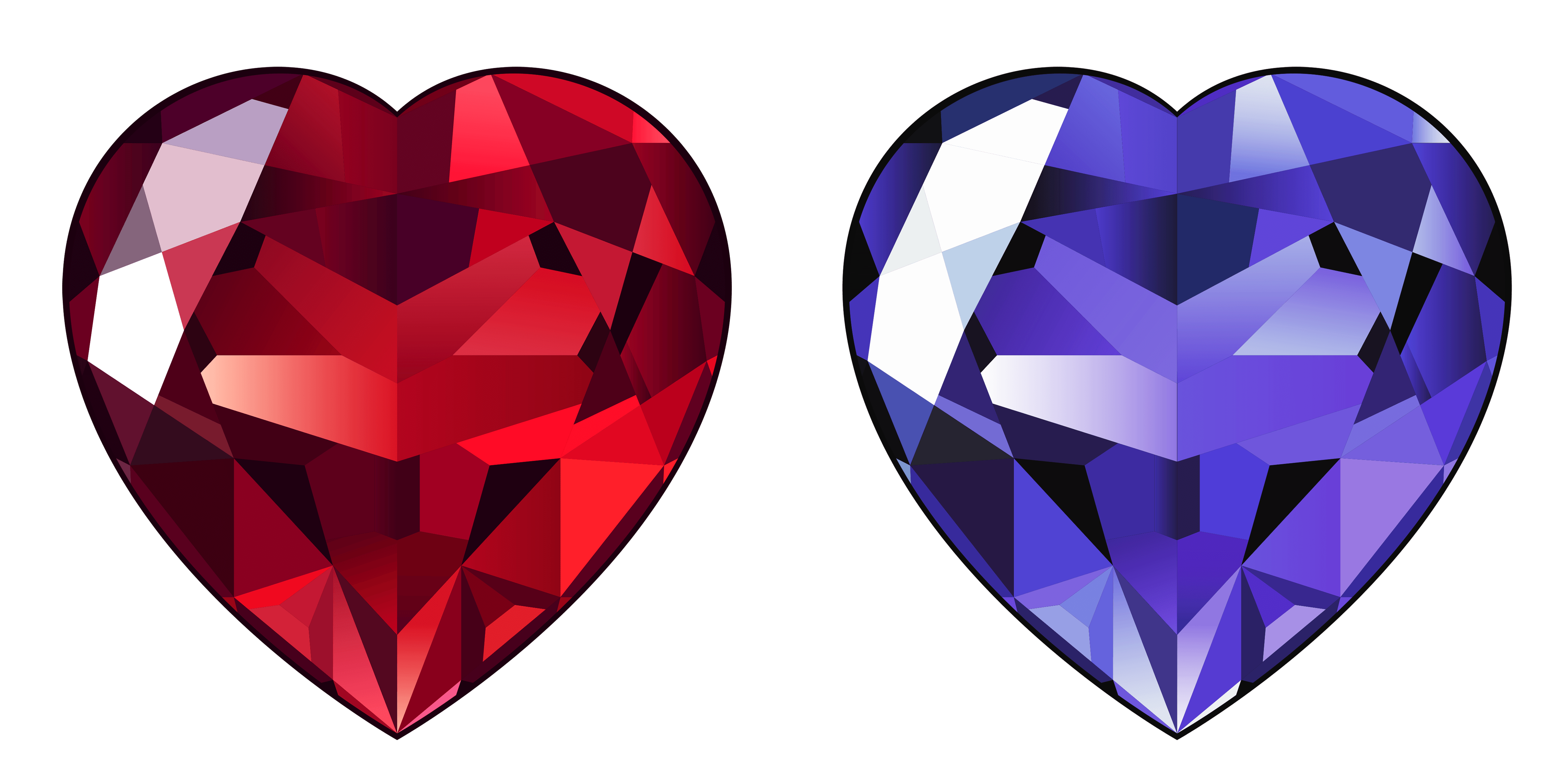 Transparent Diamond Hearts PNG Clipart