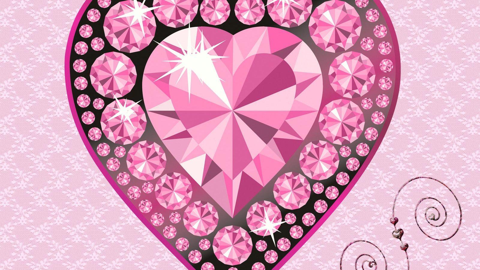 Download wallpaper 1600x900 heart, diamond, glitter, light
