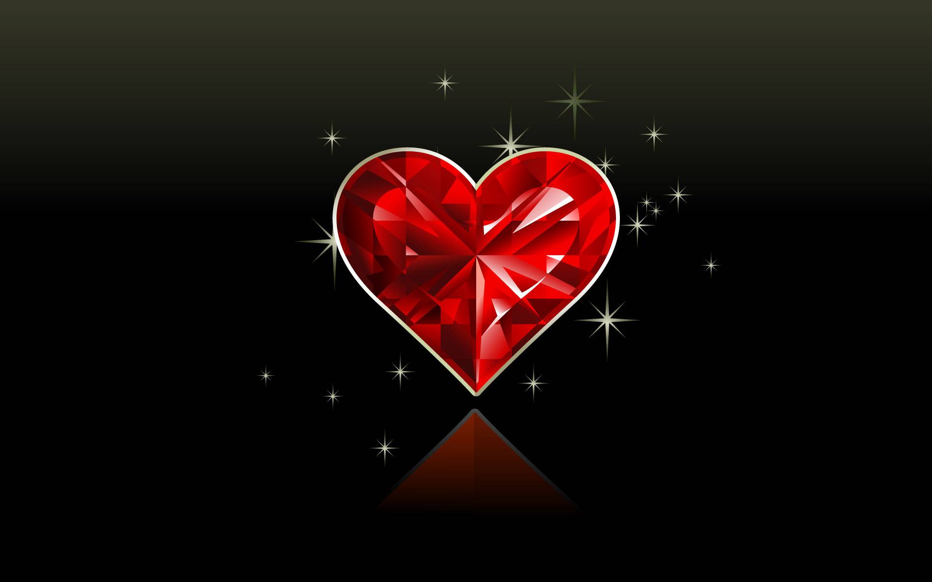 Diamond Love Red Heart Wallpaper
