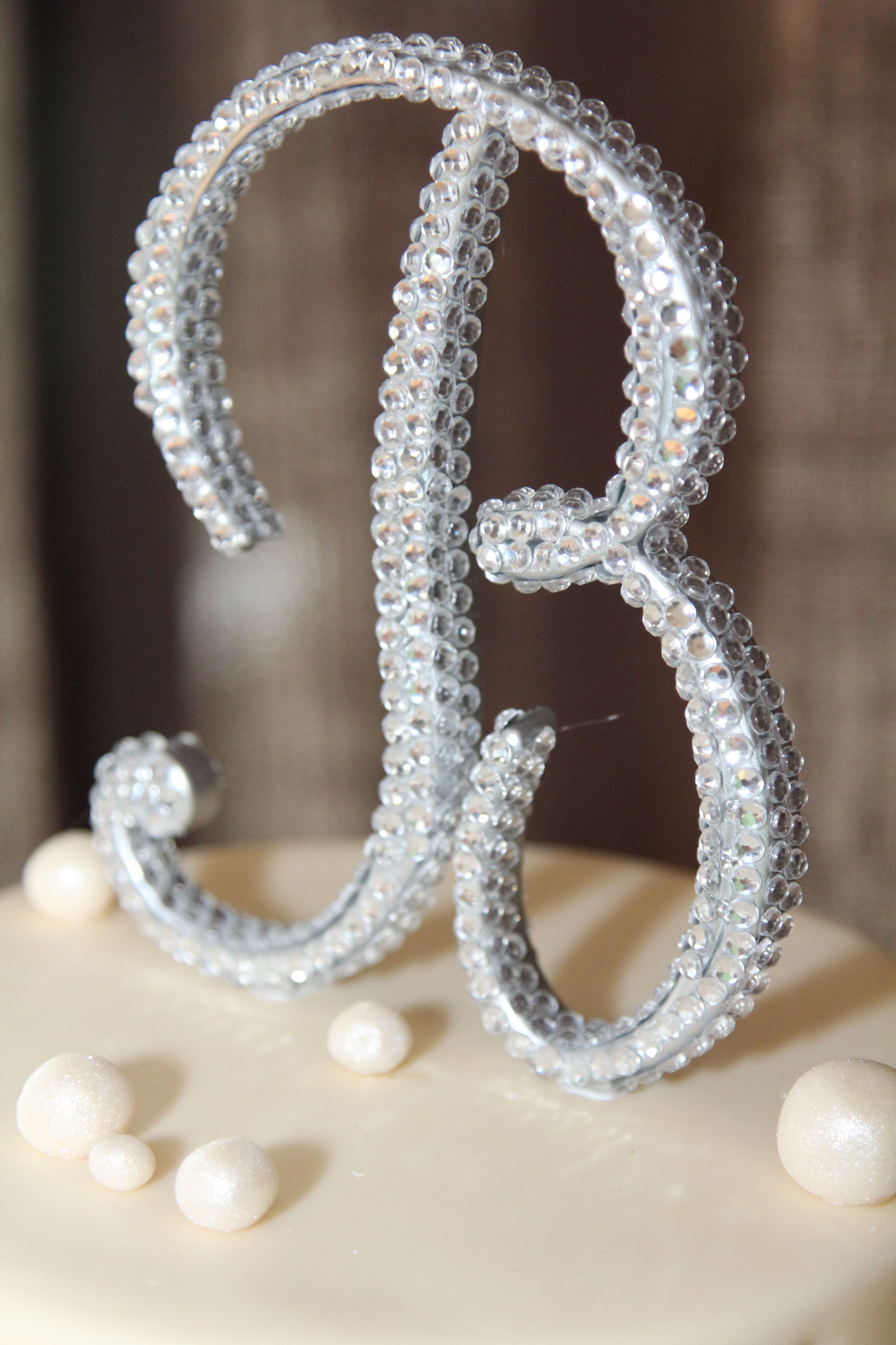 silver and diamond inverted letter b cake top decor free image