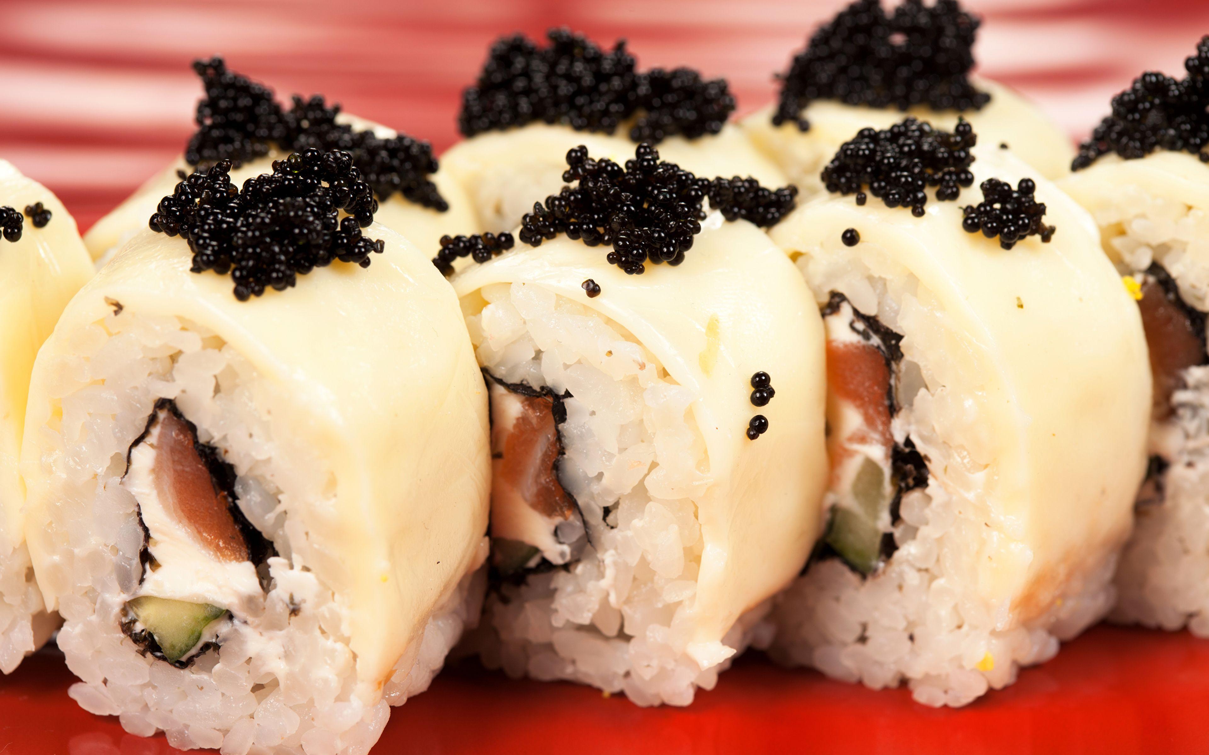 Wallpaper Food Sushi Caviar Rice Seafoods 3840x2400