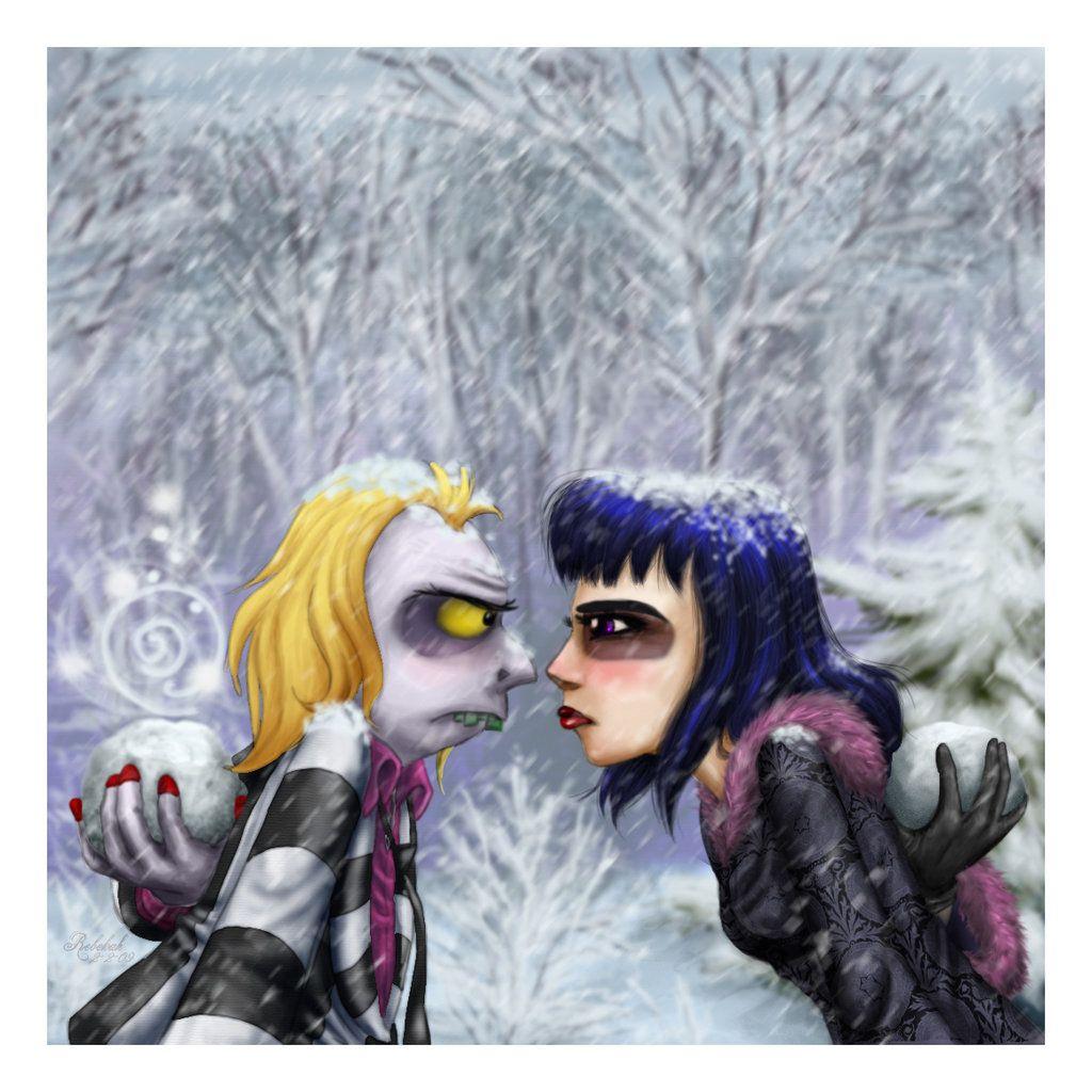 Beetlejuice and Lydia <3 image Beetlejuice and Lydia ina snowball