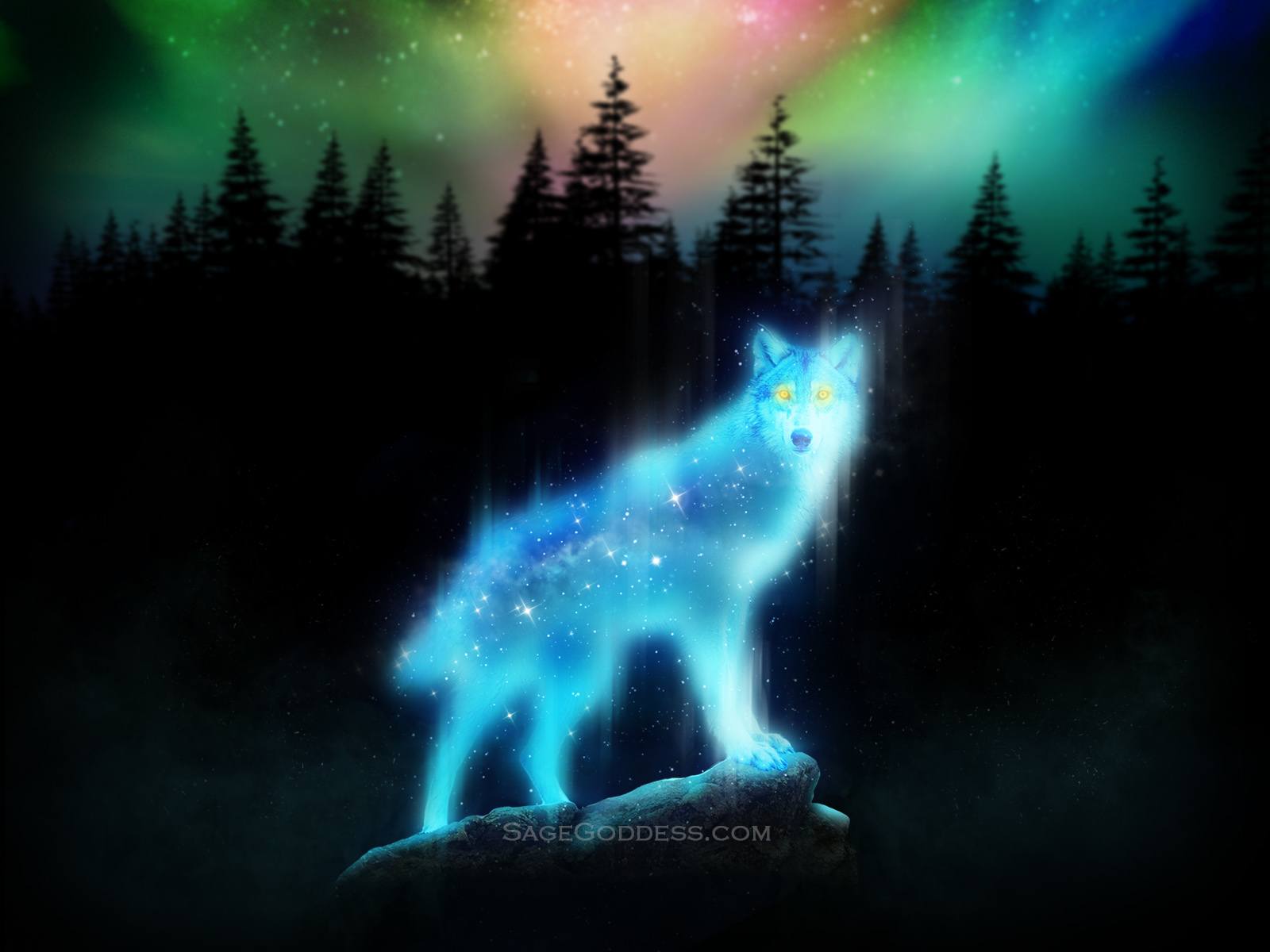 Free Custom Sage Goddess Downloadable Wolf Spirit Animal Wallpaper