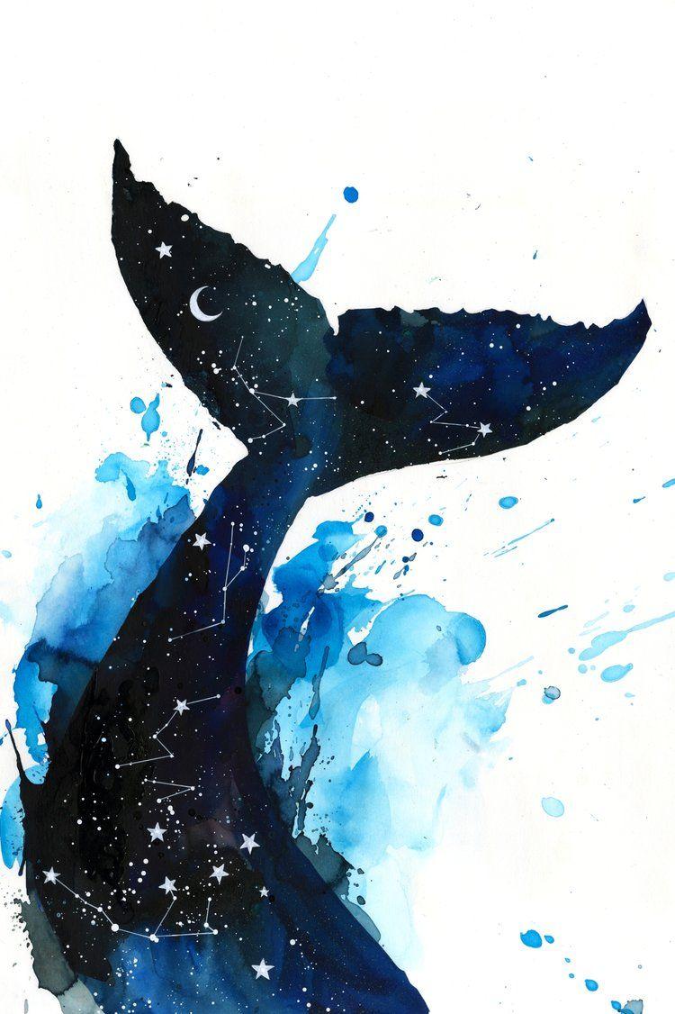 Cosmic Whale by Lora Zombie. ⁂ Spirit Animals ⁂. Phone Wallpaper