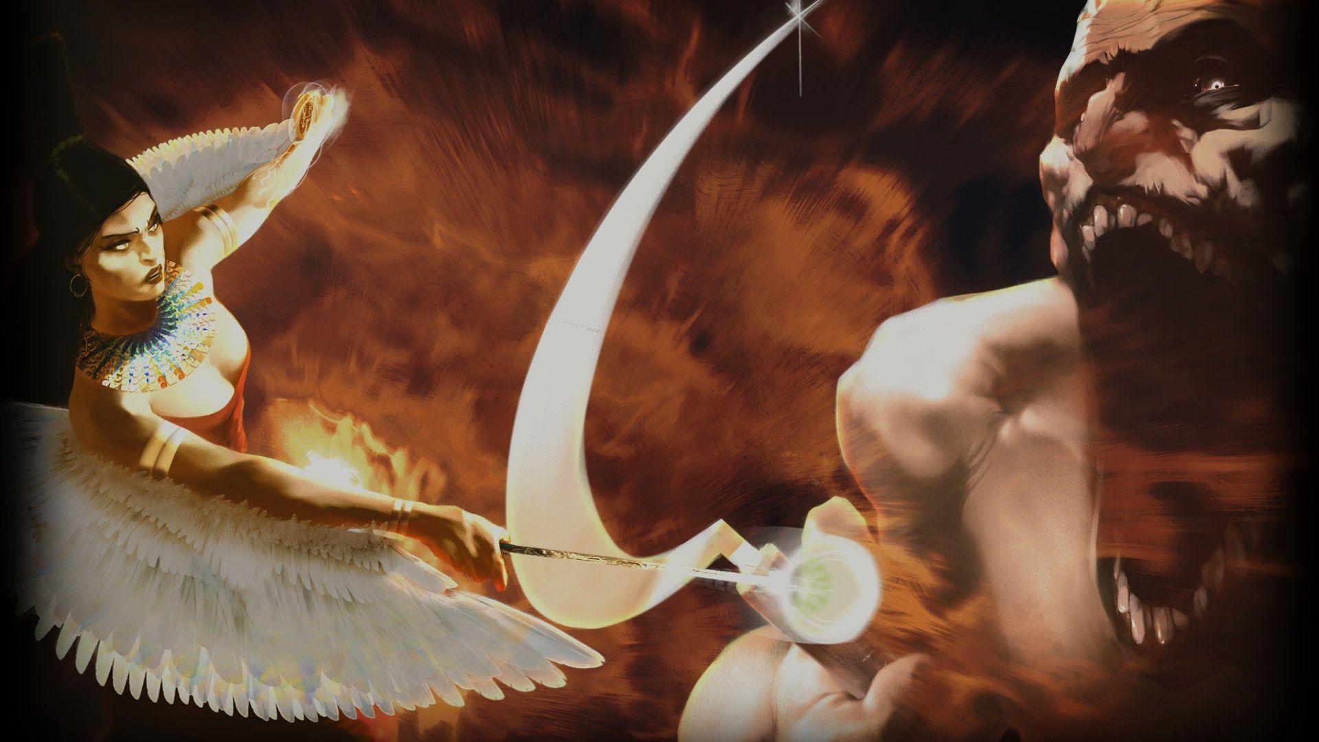 Isis and Kronos. Wallpaper from Age of Mythology: Extended Edition