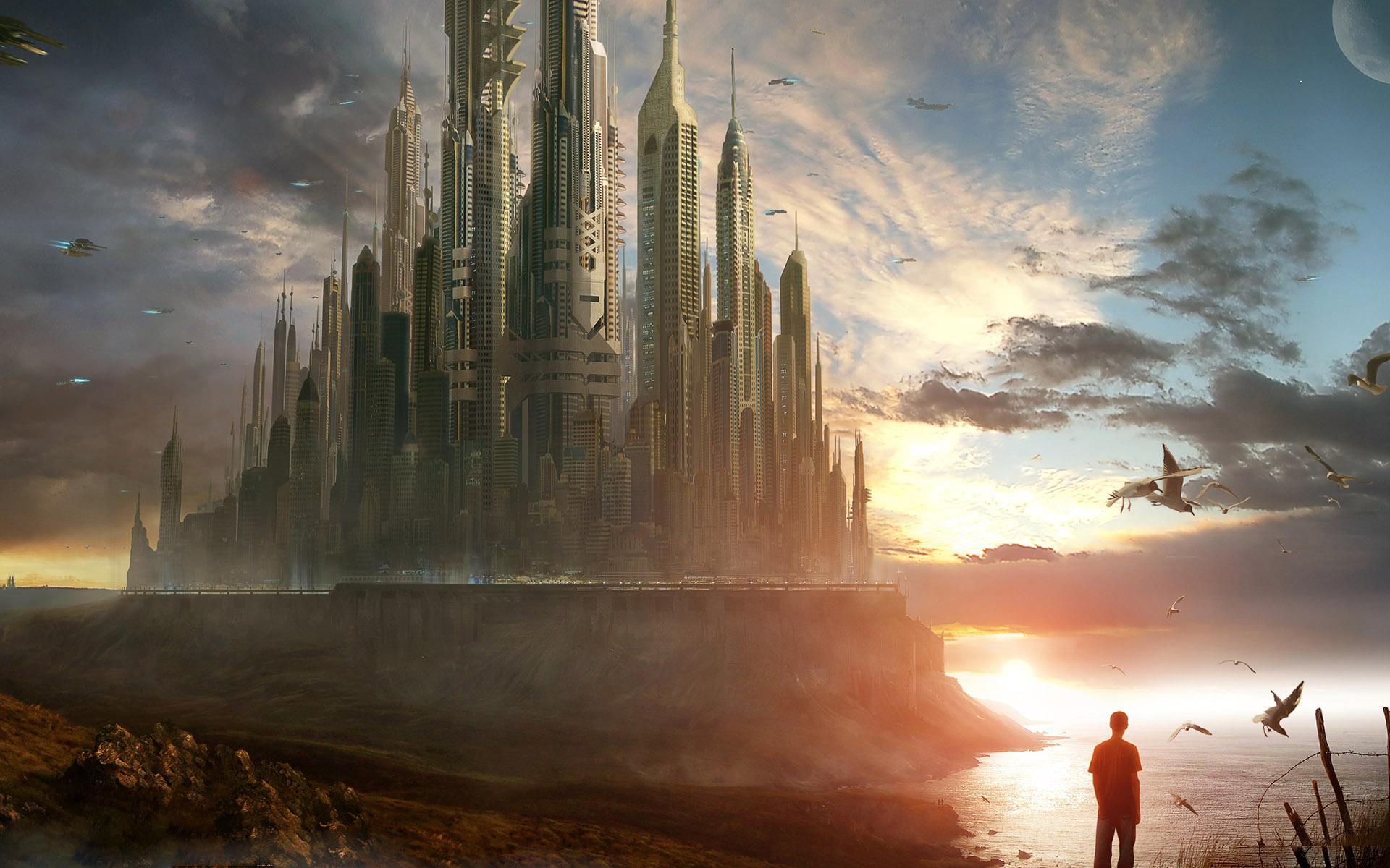 Free Fantasy Future City computer desktop wallpaper