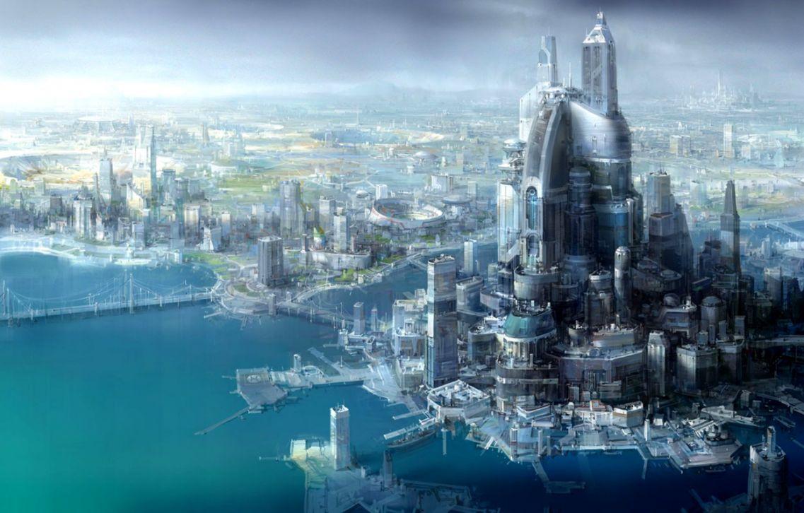 Dreamy Fantasy Future Cityscapes Buildings Wallpaper