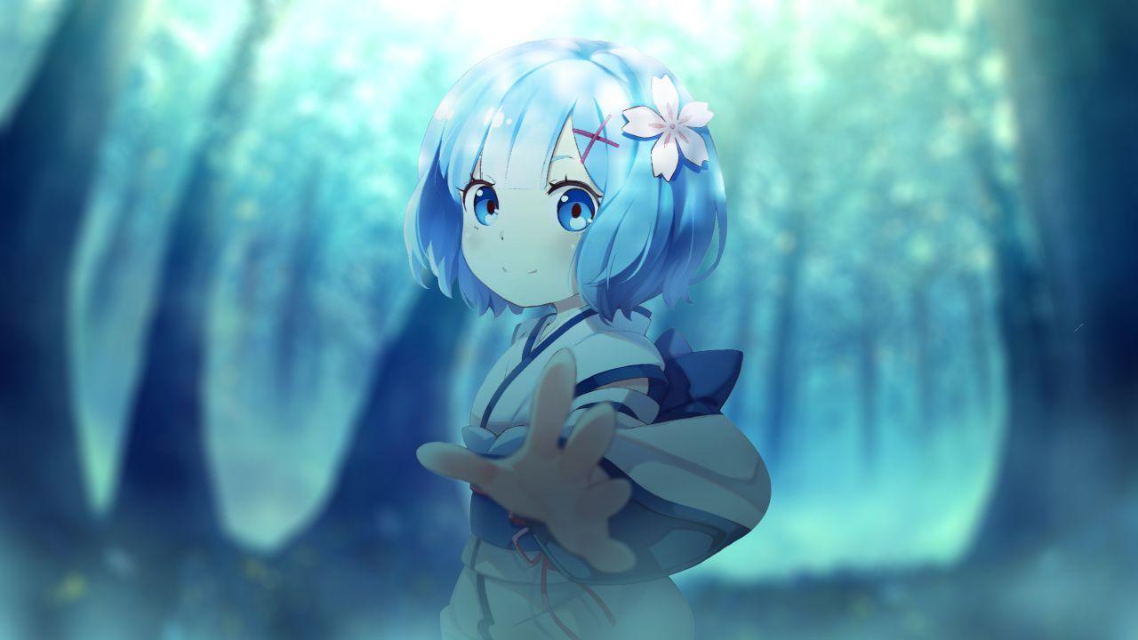 Wallpaper Rem, Anime girl, Blue eyes, Re:Zero, Anime