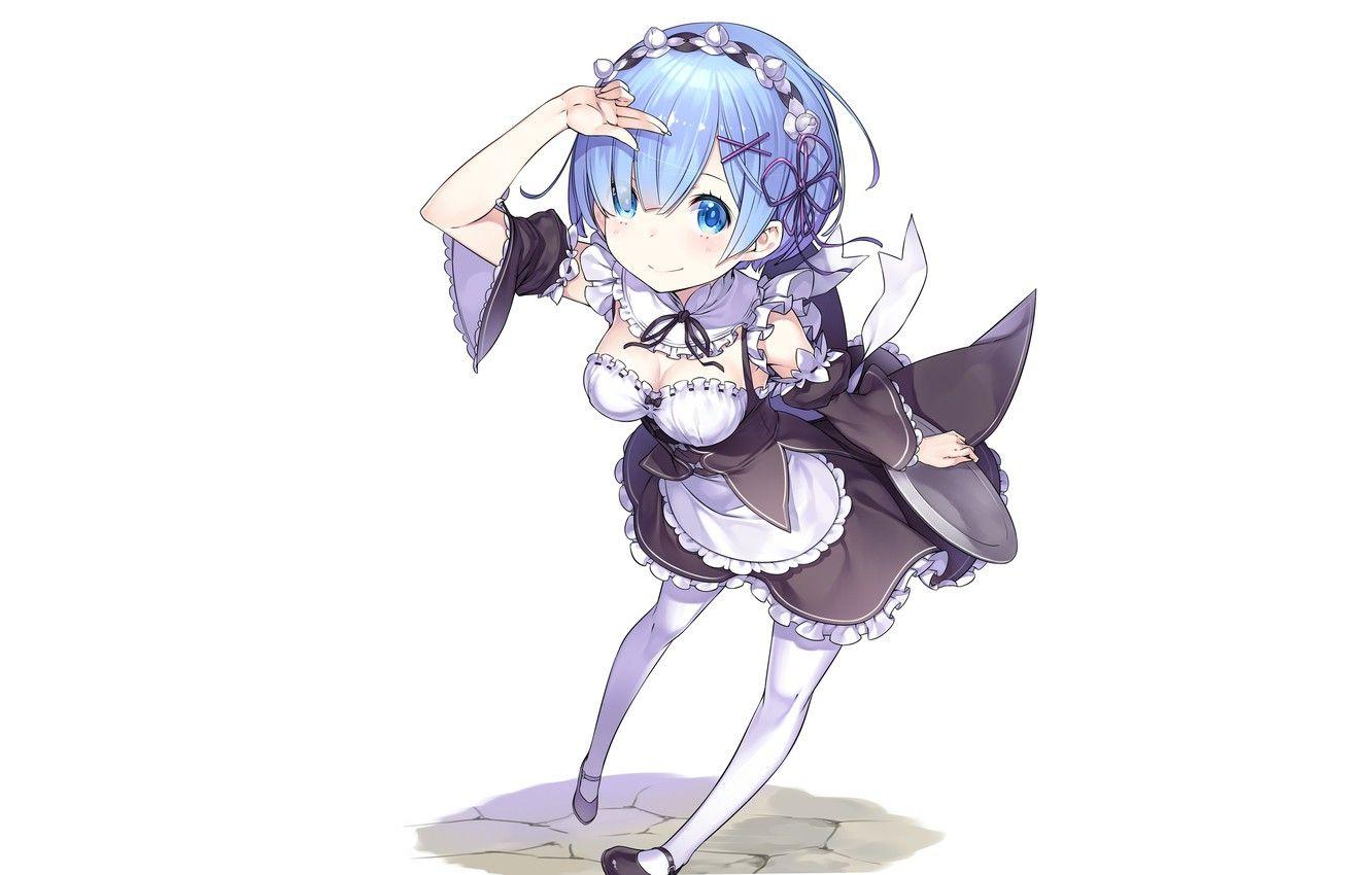 Wallpaper white, girl, background, the demon, form, anime, the maid