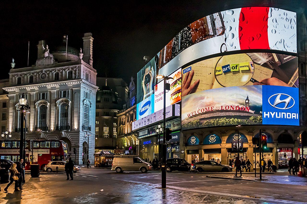Picture London United Kingdom Piccadilly Circus, neon signage Street