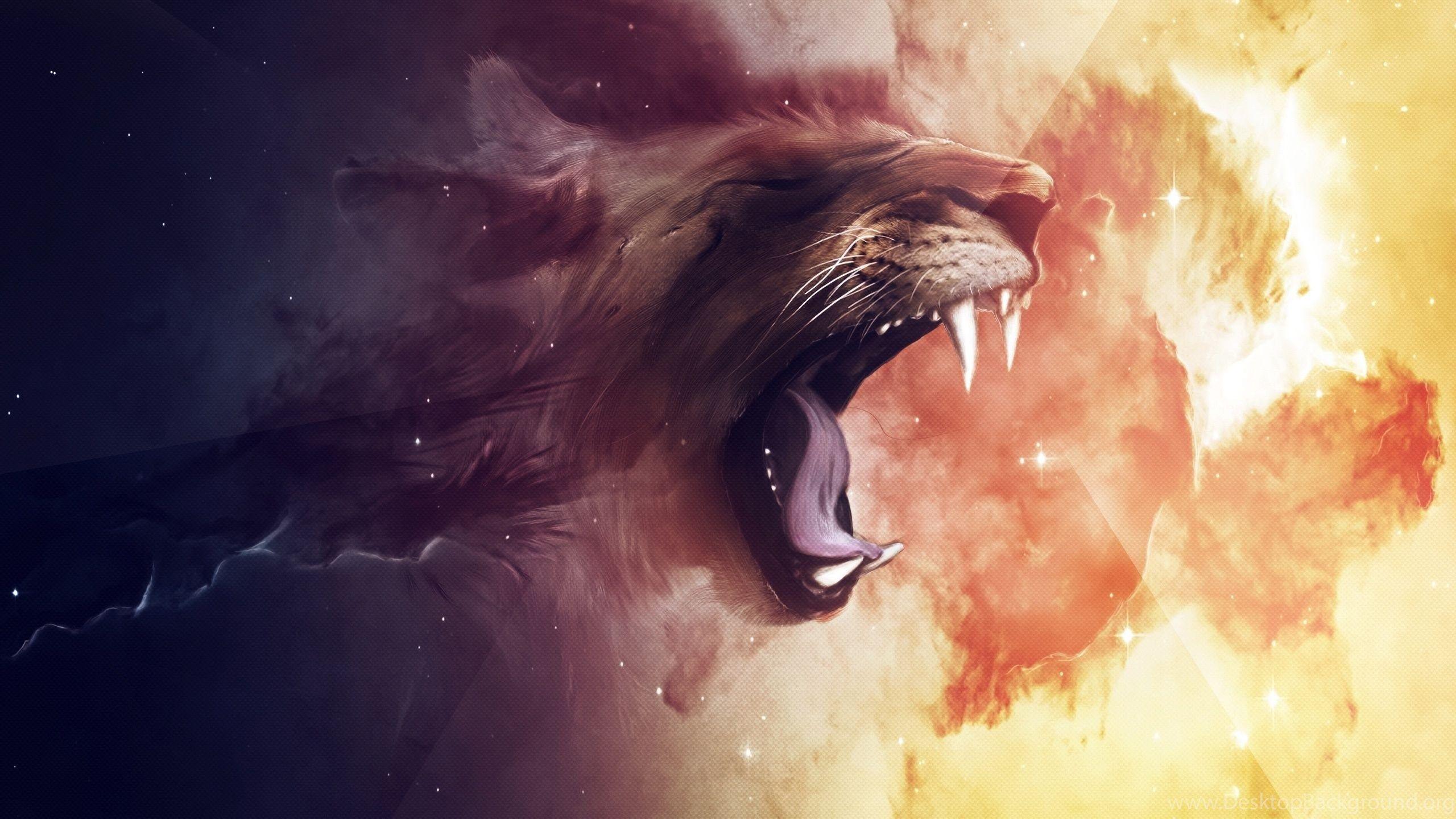 Lion Head Digital Art Desktop Background