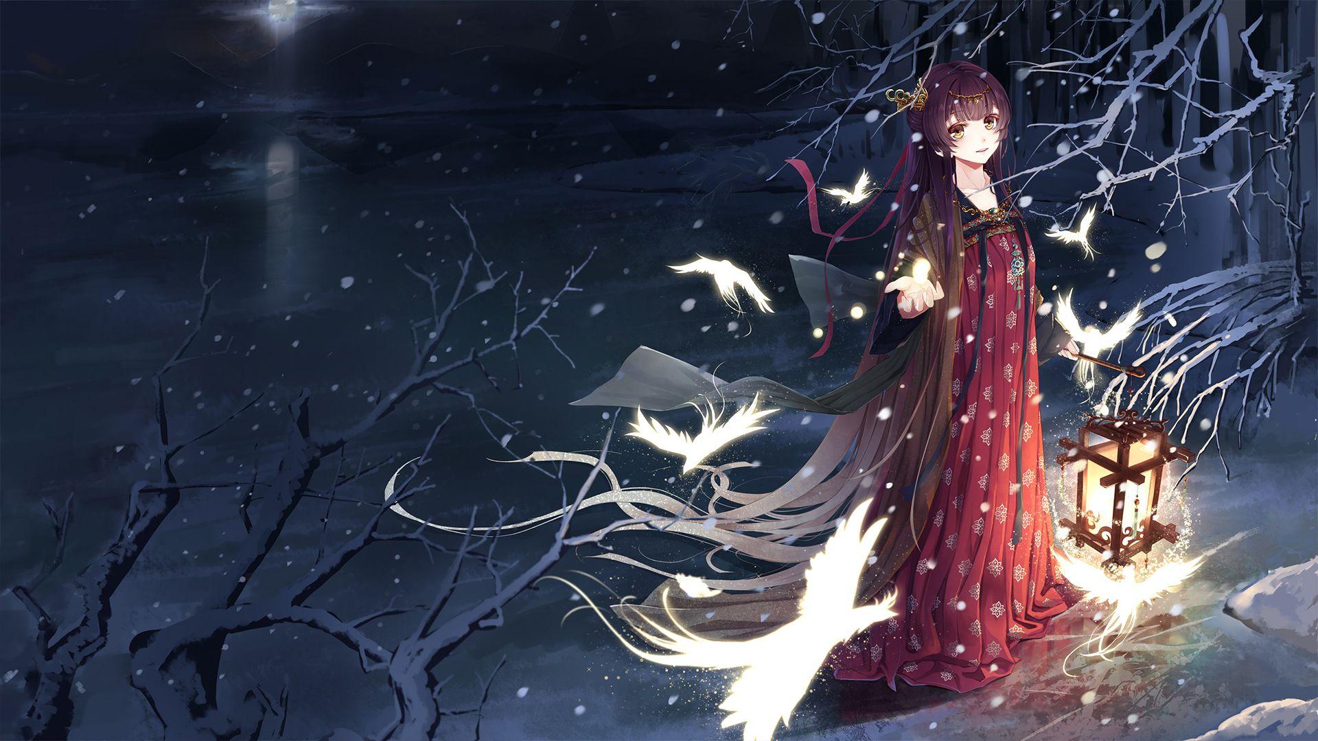 Anime Girl In Snow HD Wallpaperx1080