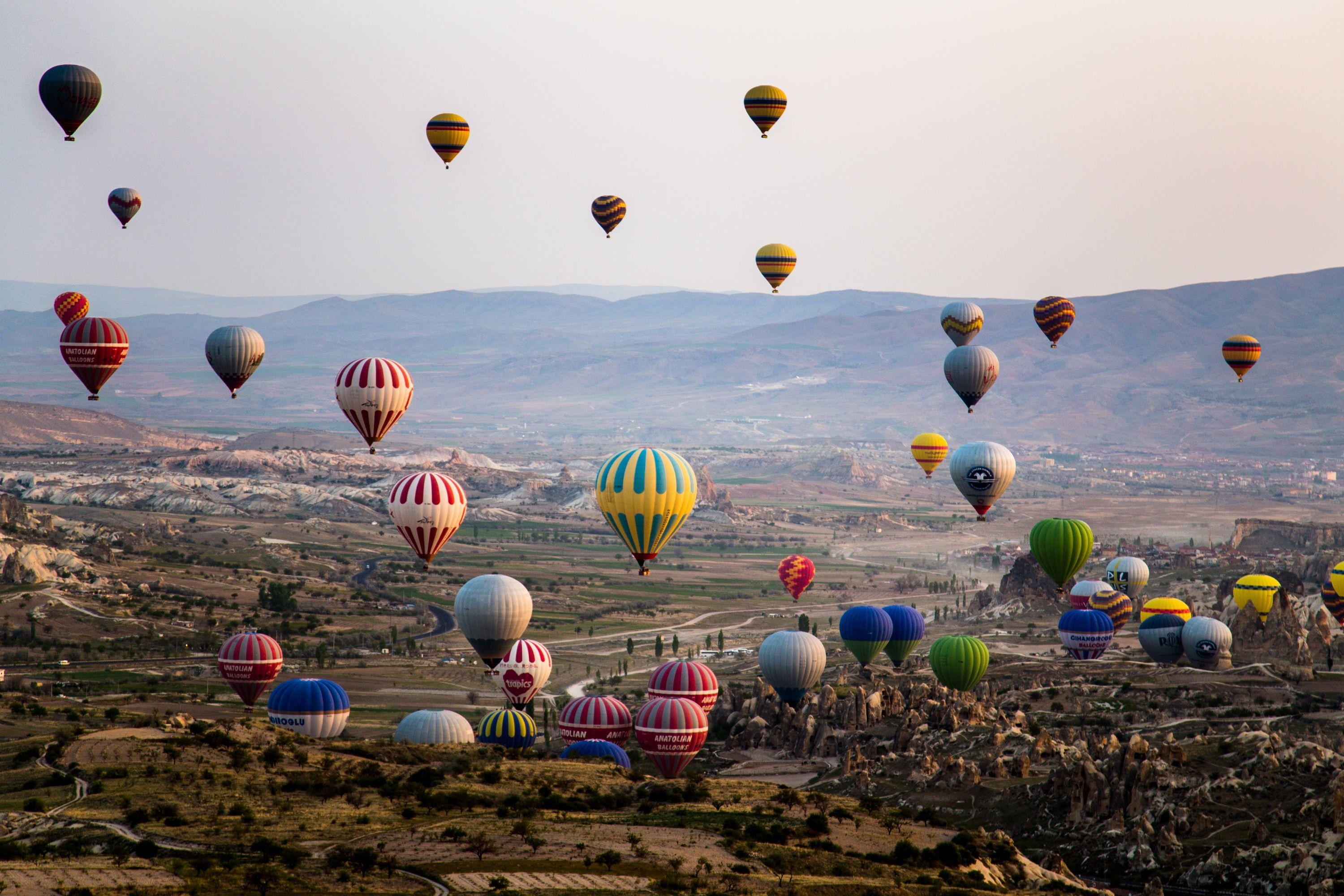 Wallpaper cappadocia, turkey, balloon, air balloon, mountains